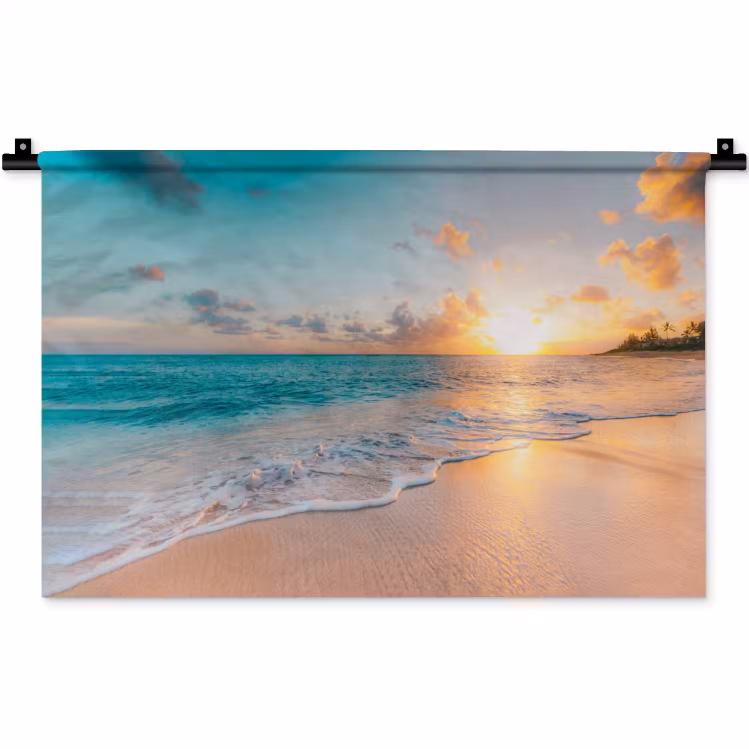Zonsondergang - Strand - Zee - Zomer - Blauw Wandkleed katoen klein -zz3d