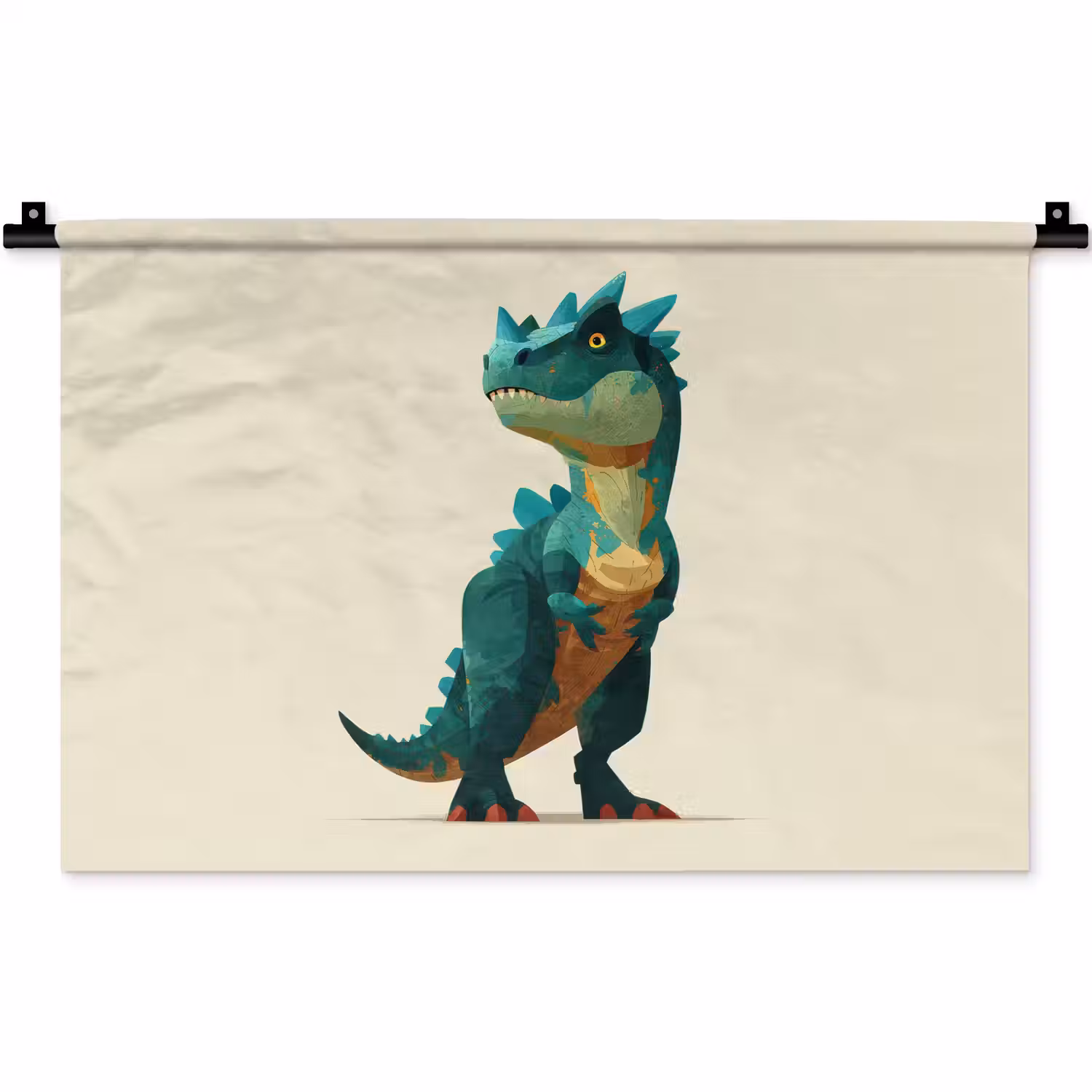 Stekels - Dino - Blauw - Gespierd Wandkleed katoen klein -zz3d