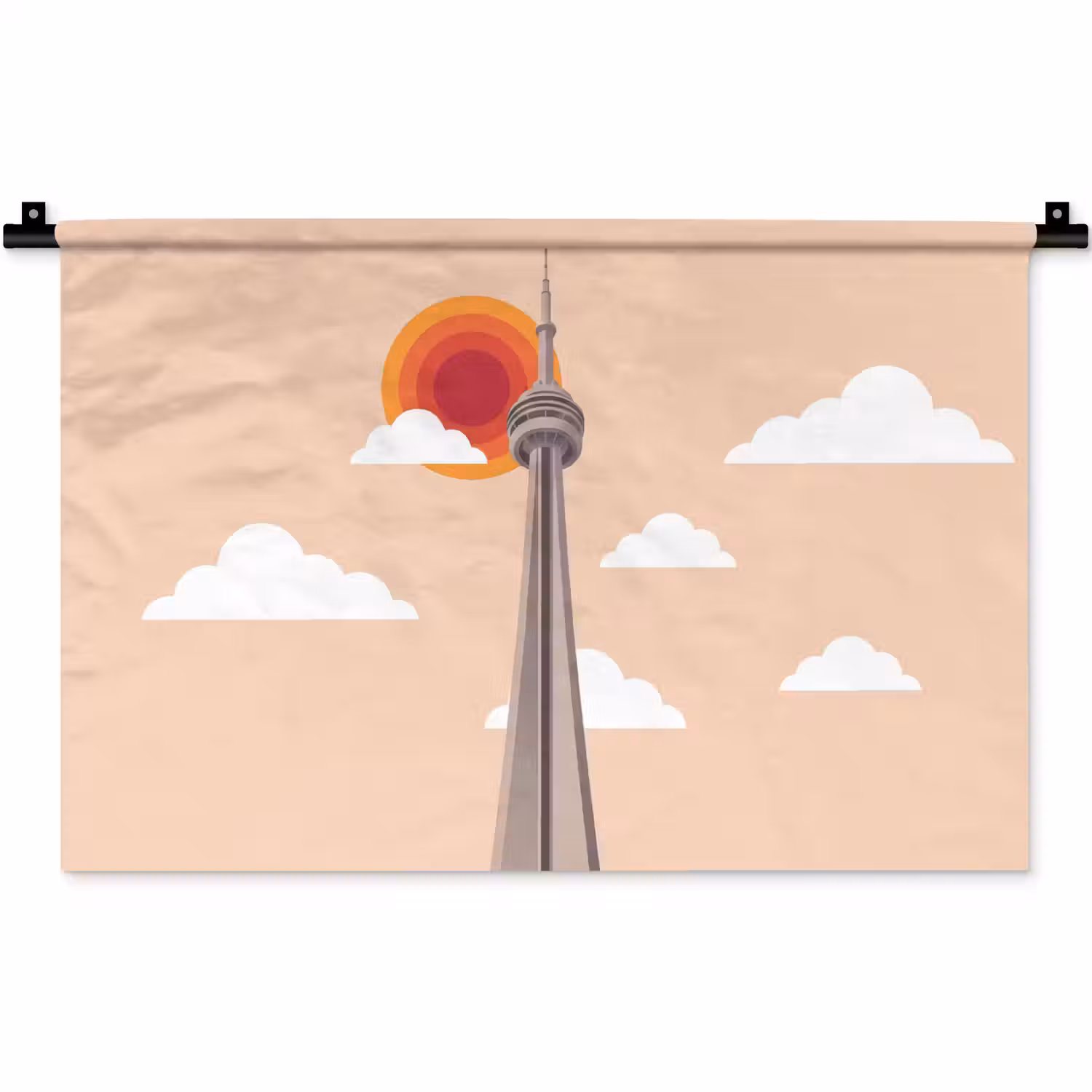 Stad - Gebouw - Architectuur - Retro - Oranje Wandkleed katoen klein -zz3d