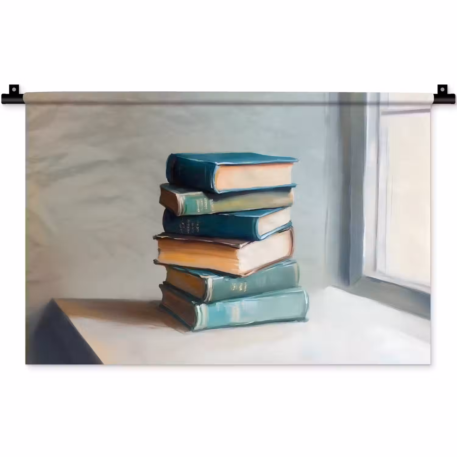 Stapel - Boeken - Groen - Daglicht Wandkleed katoen klein -zz3d