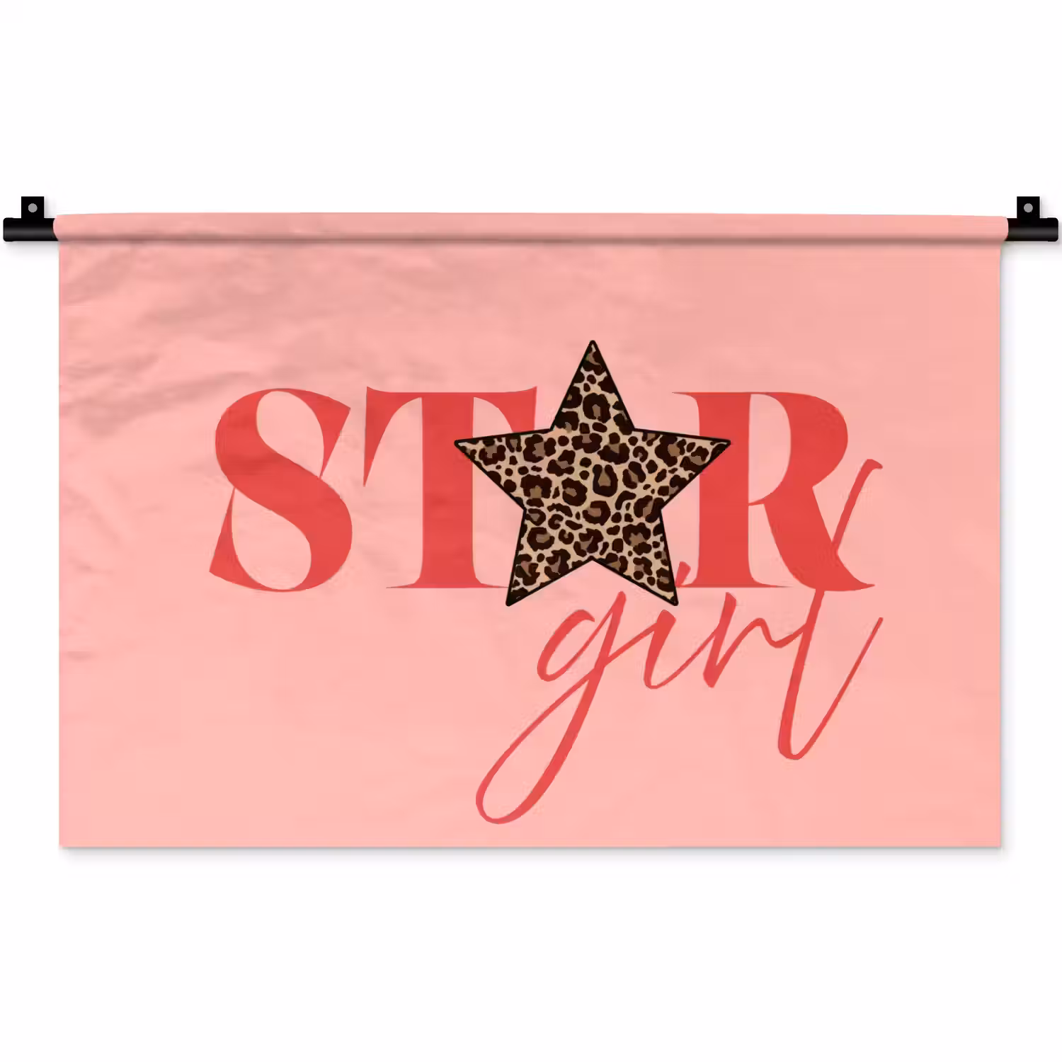 Star girl - Roze - Panter - Ster Wandkleed katoen klein -zz3d