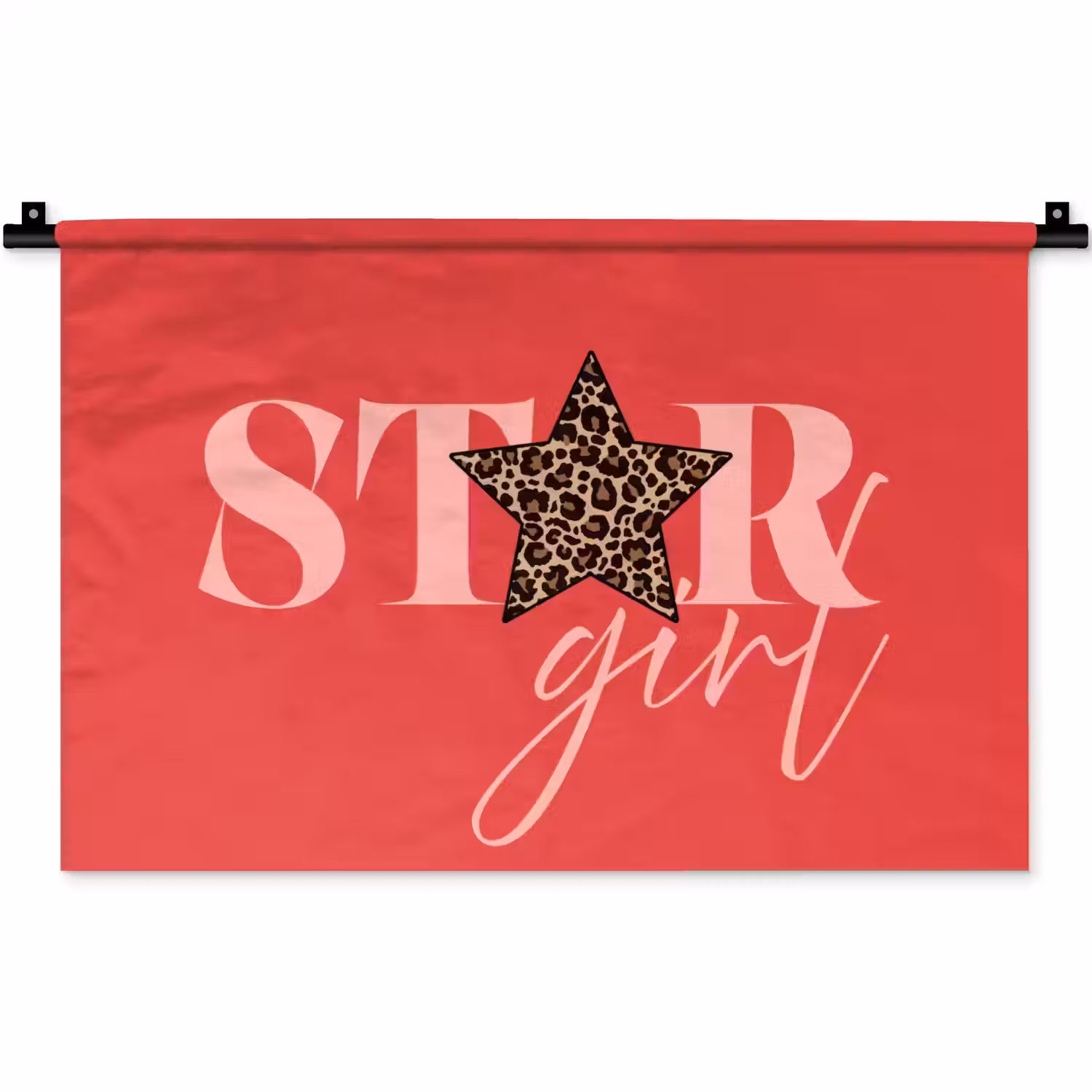 Star girl - Rood - Panter - Ster Wandkleed katoen klein -zz3d