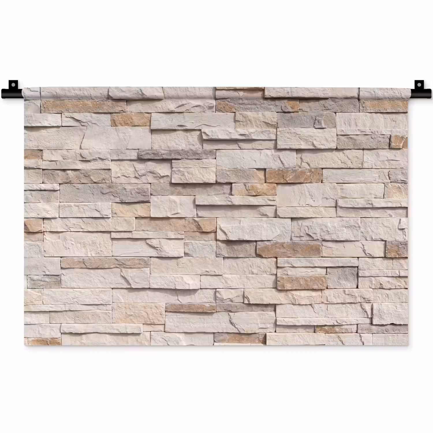 Steen - Muur - Textuur - Rustiek - Beige Wandkleed katoen klein -zz3d