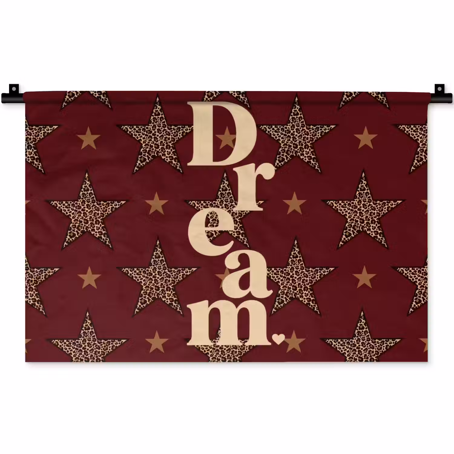 Sterren - Luipaardprint - Dream - Bordeaux Wandkleed katoen klein -zz3d