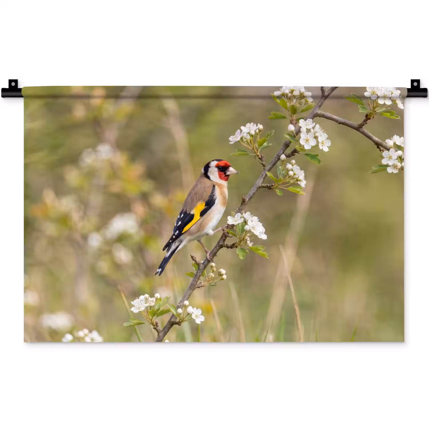Putter - Bloesem - Lente - Natuur - Kleurrijk Wandkleed katoen klein -zz3d
