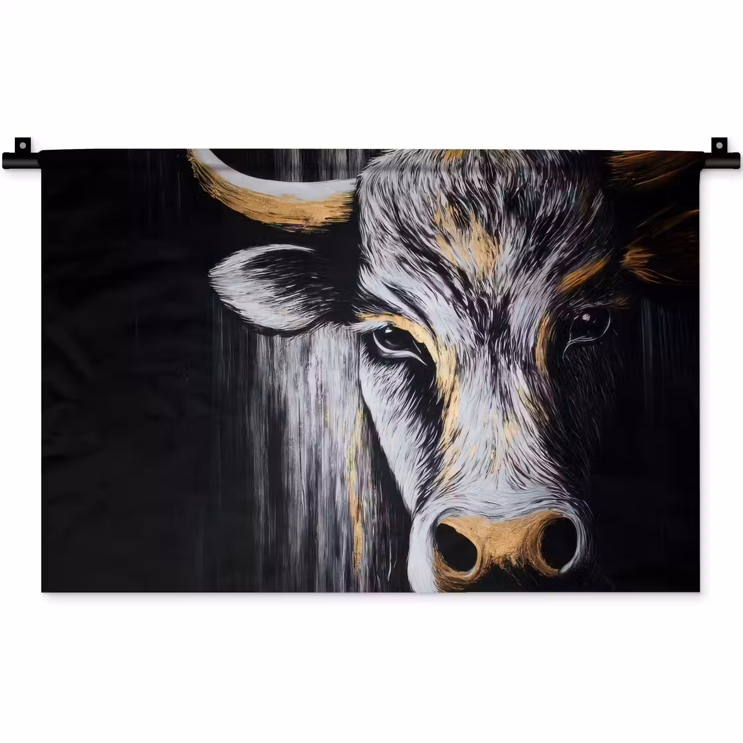 Stier - Hoorns - Snuit - Goud Wandkleed katoen klein -zz3d