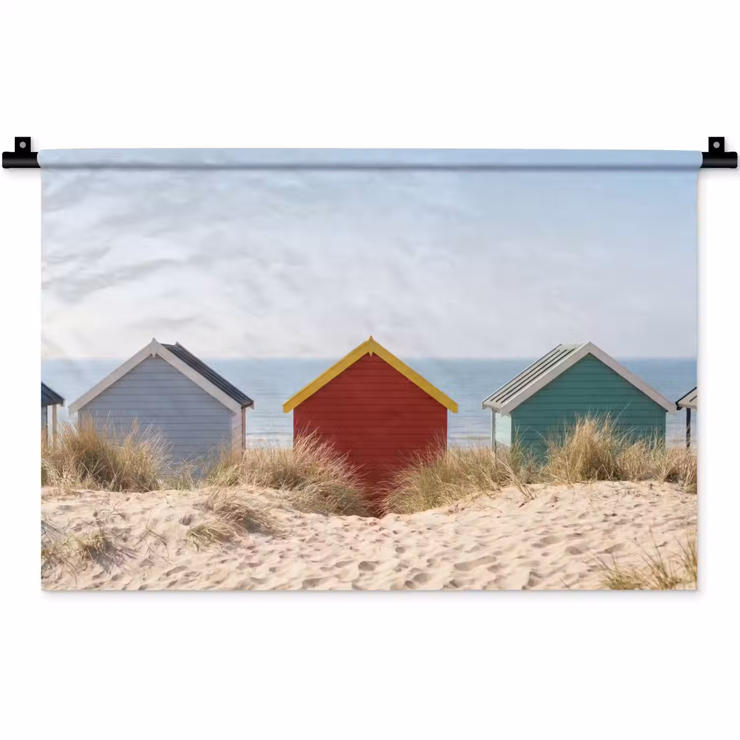 Strand - Huisjes - Kleurrijk - Duinen Wandkleed katoen klein -zz3d