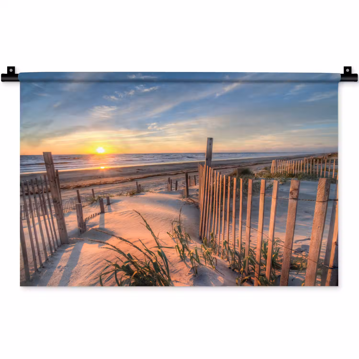 Strand - Zee - Duin - Zonsondergang - Landschap Wandkleed katoen klein -zz3d