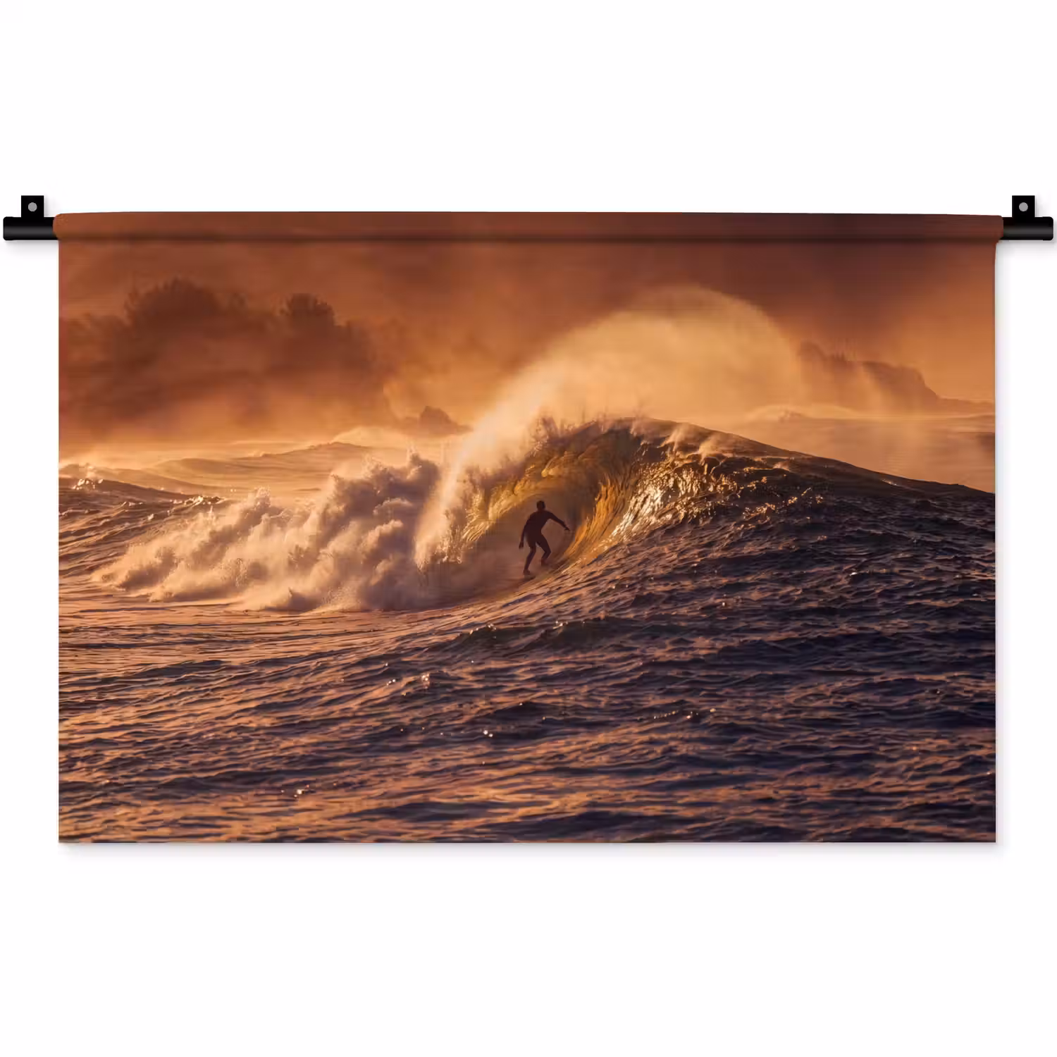 Surfer - Golf - Oceaan - Sport - Oranje Wandkleed katoen klein -zz3d