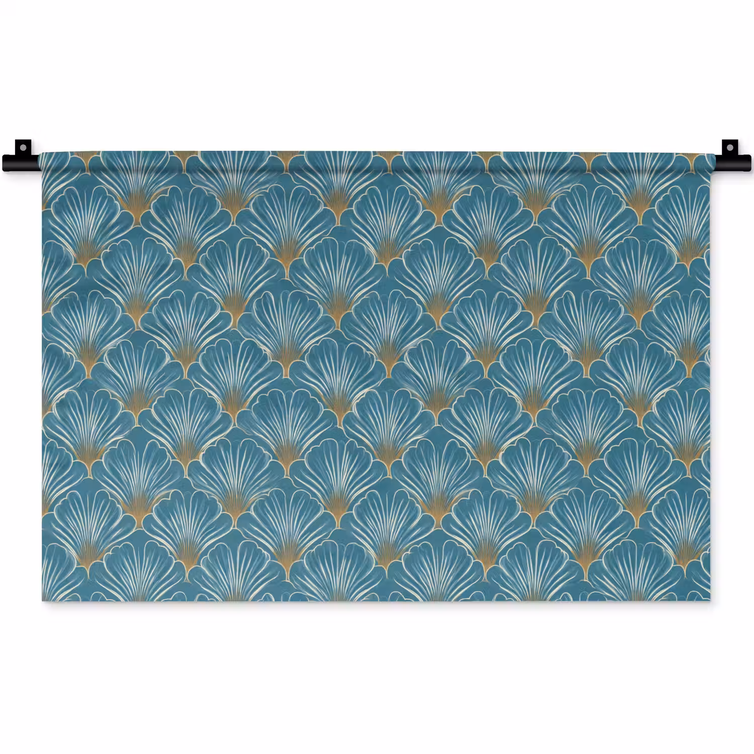 Symmetrisch - Patroon - Blauw Wandkleed katoen klein 269 -zz3d