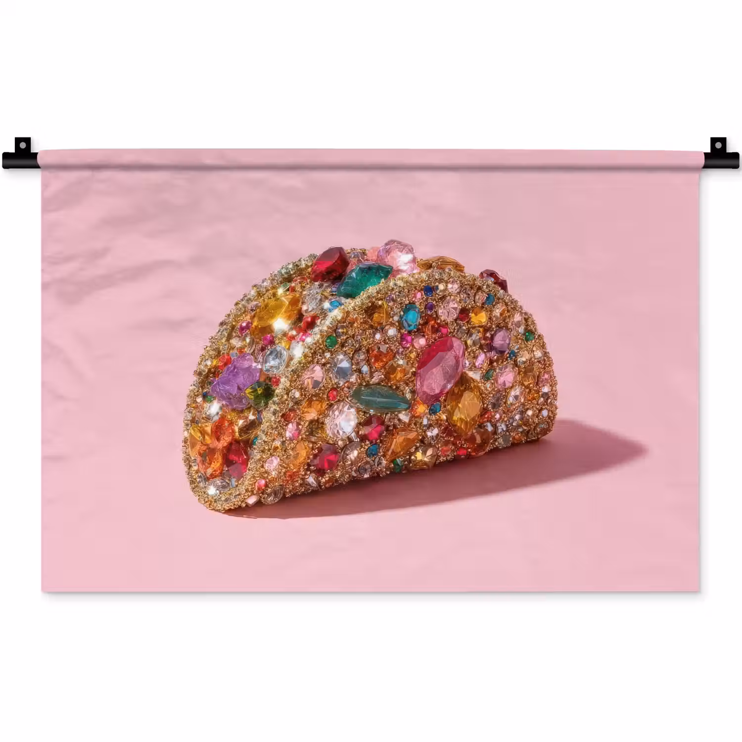 Taco - Kleurrijk - Edelstenen - Goud Wandkleed katoen klein -zz3d