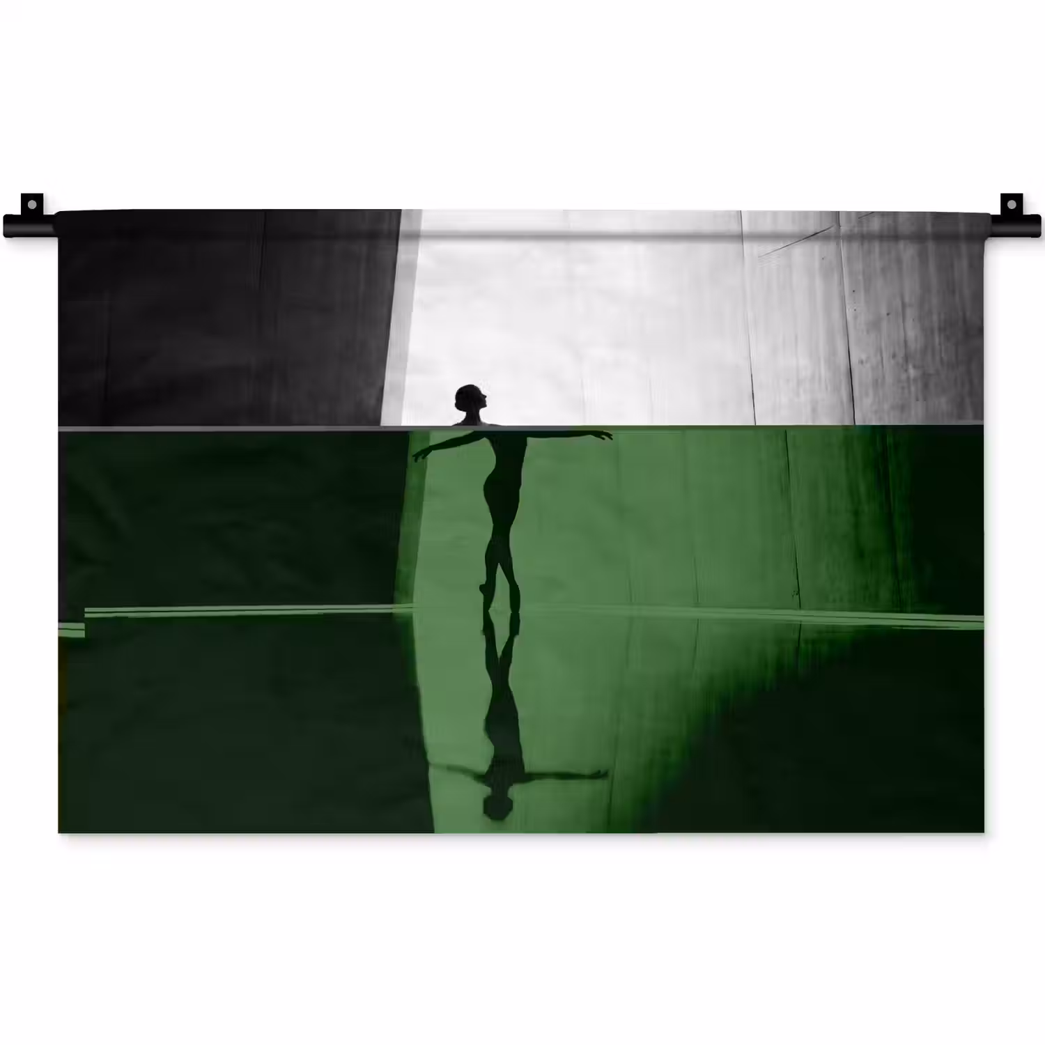Danser - Silhouette - Kunst - Modern - Zwart-wit Wandkleed katoen klein -zz3d