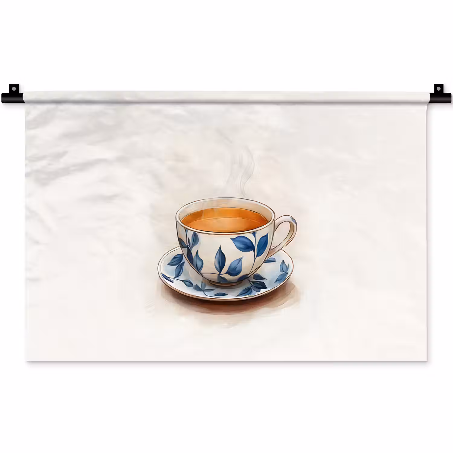 Theekop - Bladeren - Blauw Wandkleed katoen klein -zz3d