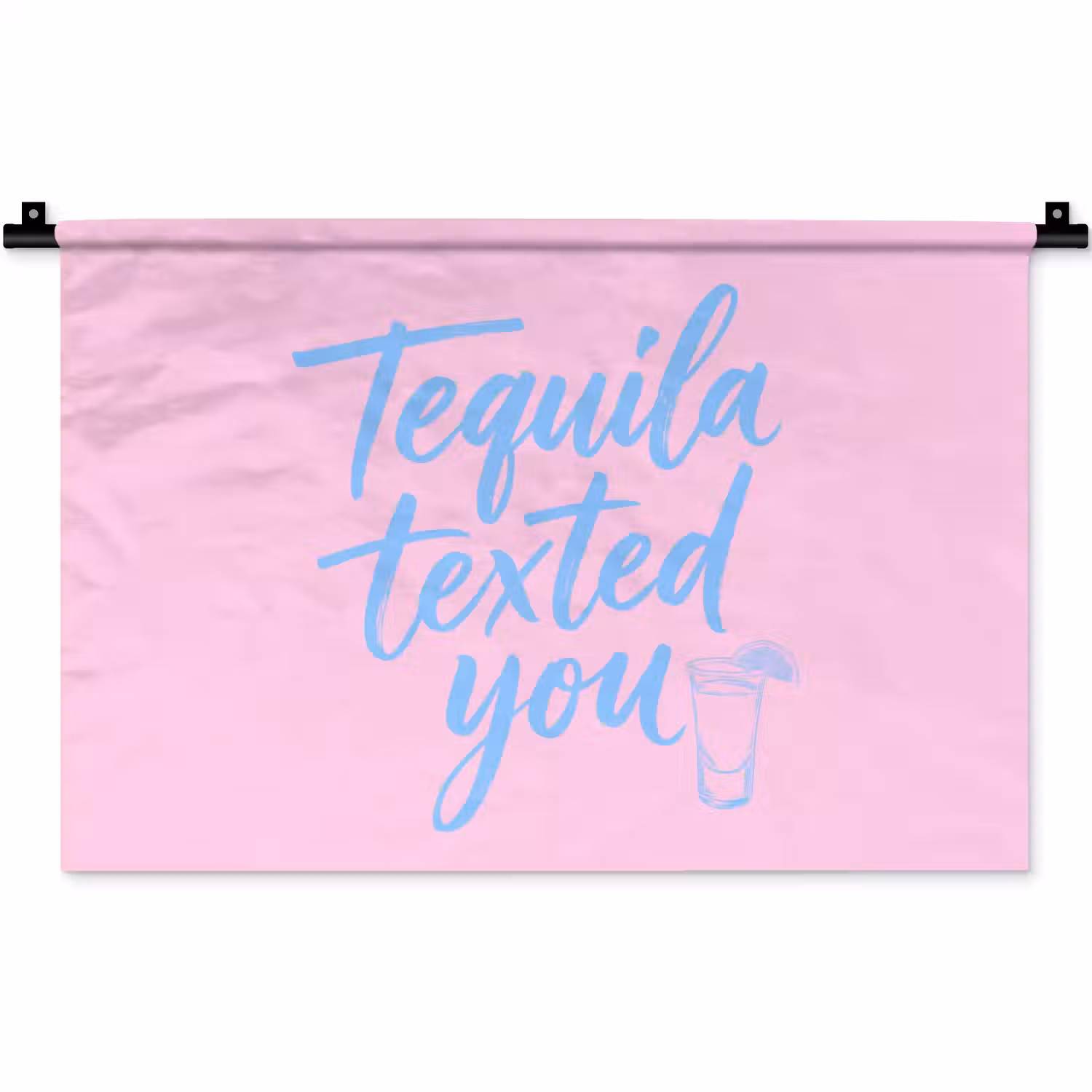 Tequila texted you - Roze - Blauw Wandkleed katoen klein -zz3d