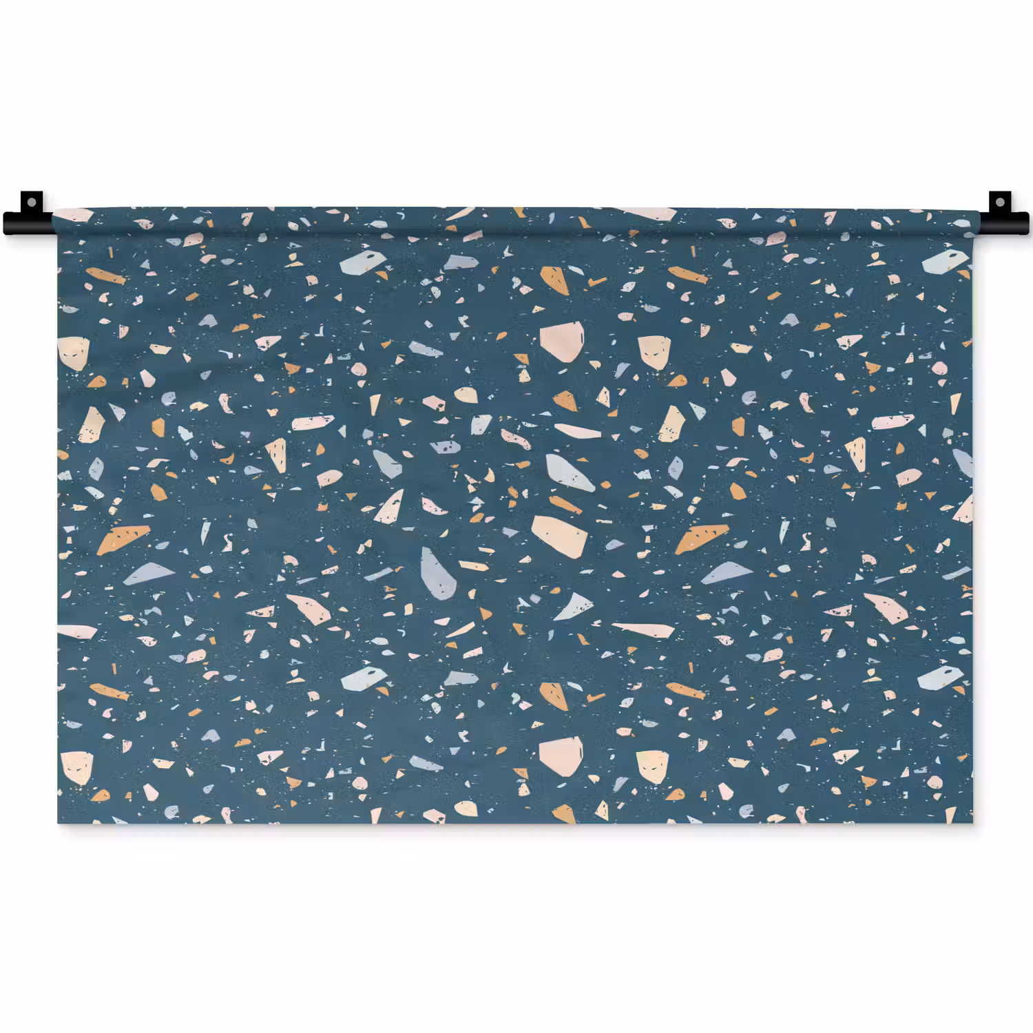 Terrazzo - Patroon - Kleurrijk - Diep blauw Wandkleed katoen klein 269 -zz3d