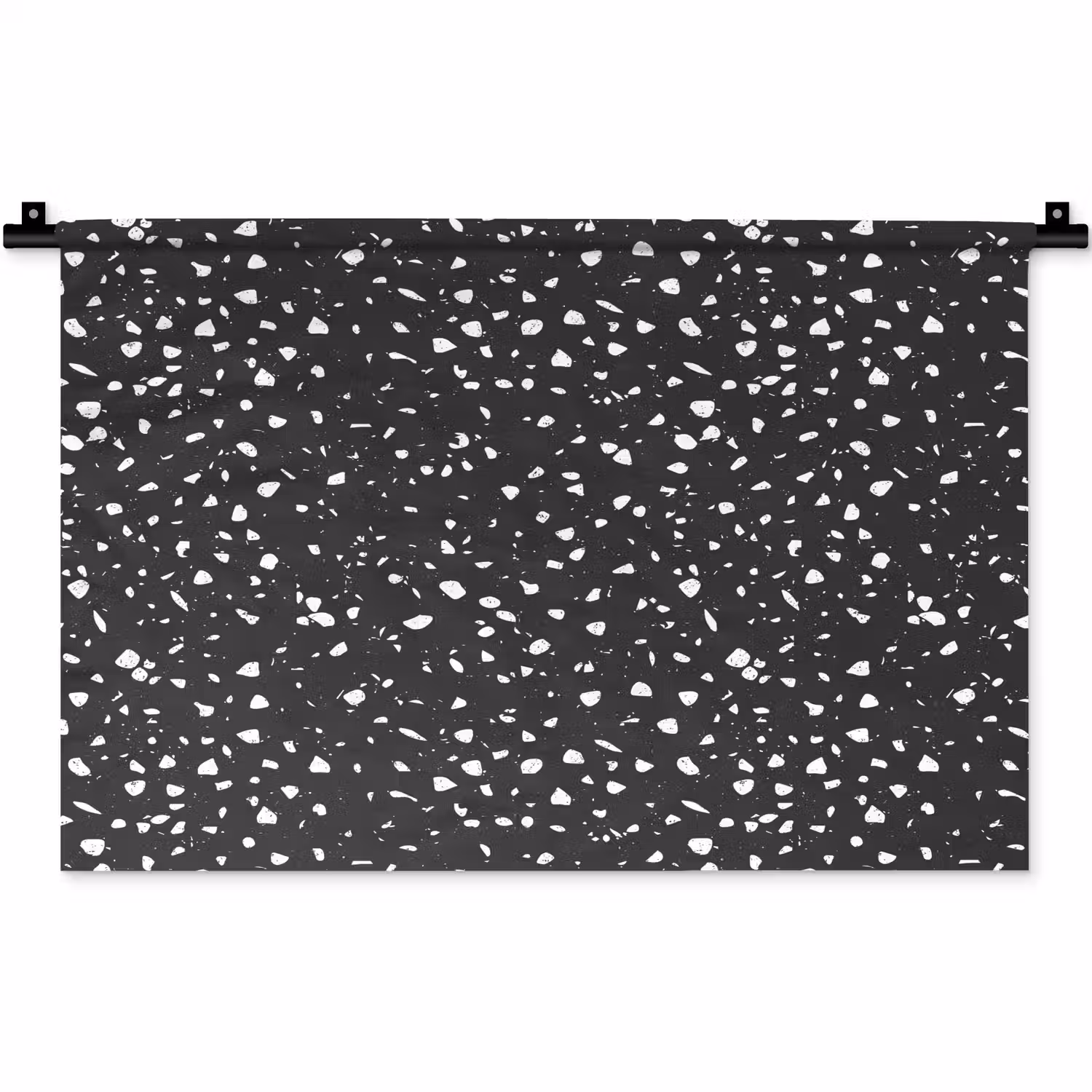 Terrazzo - Patroon - Zwart - Wit Wandkleed katoen klein 269 -zz3d