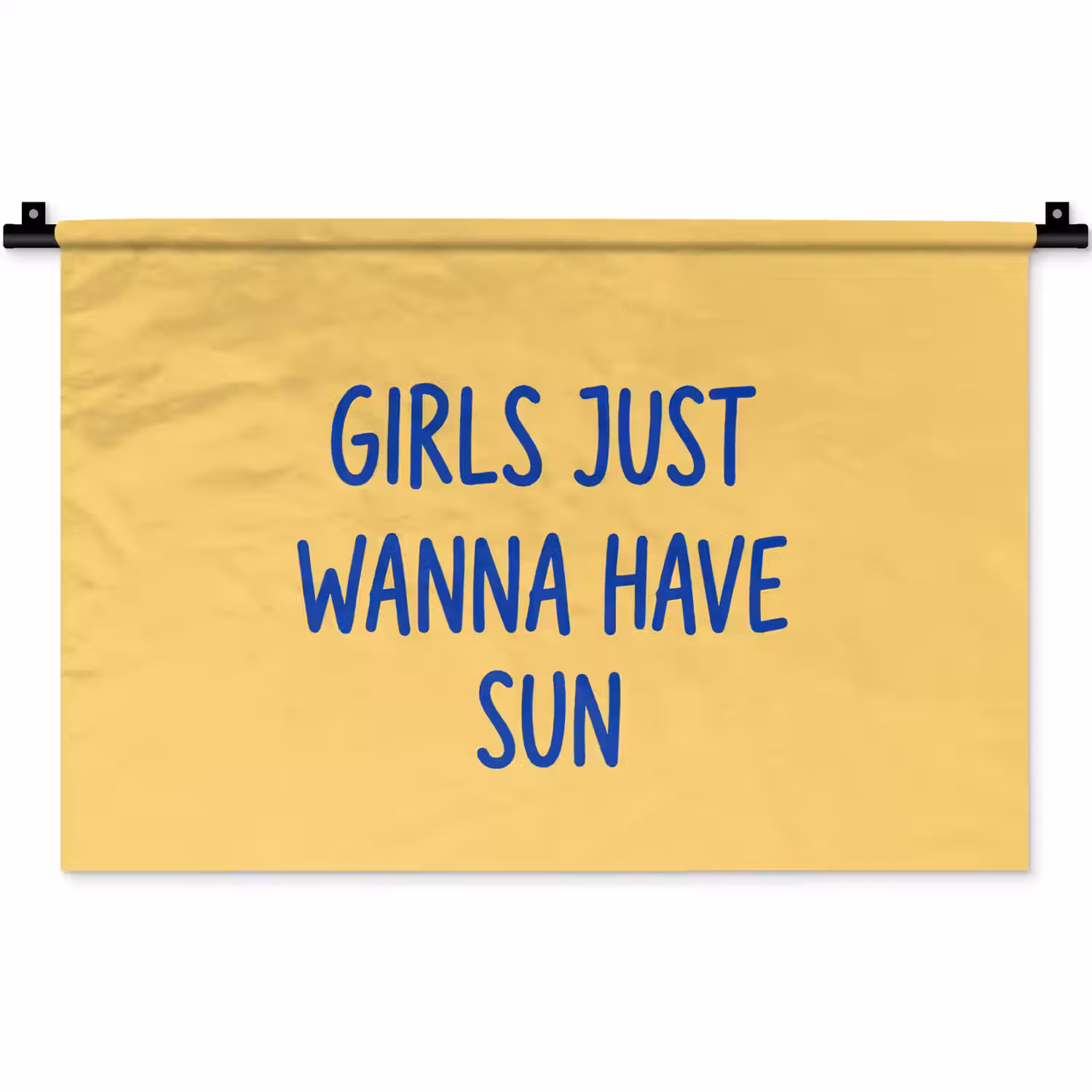 Tekst - Zon - Zomer - Modern - Geel Wandkleed katoen klein -zz3d