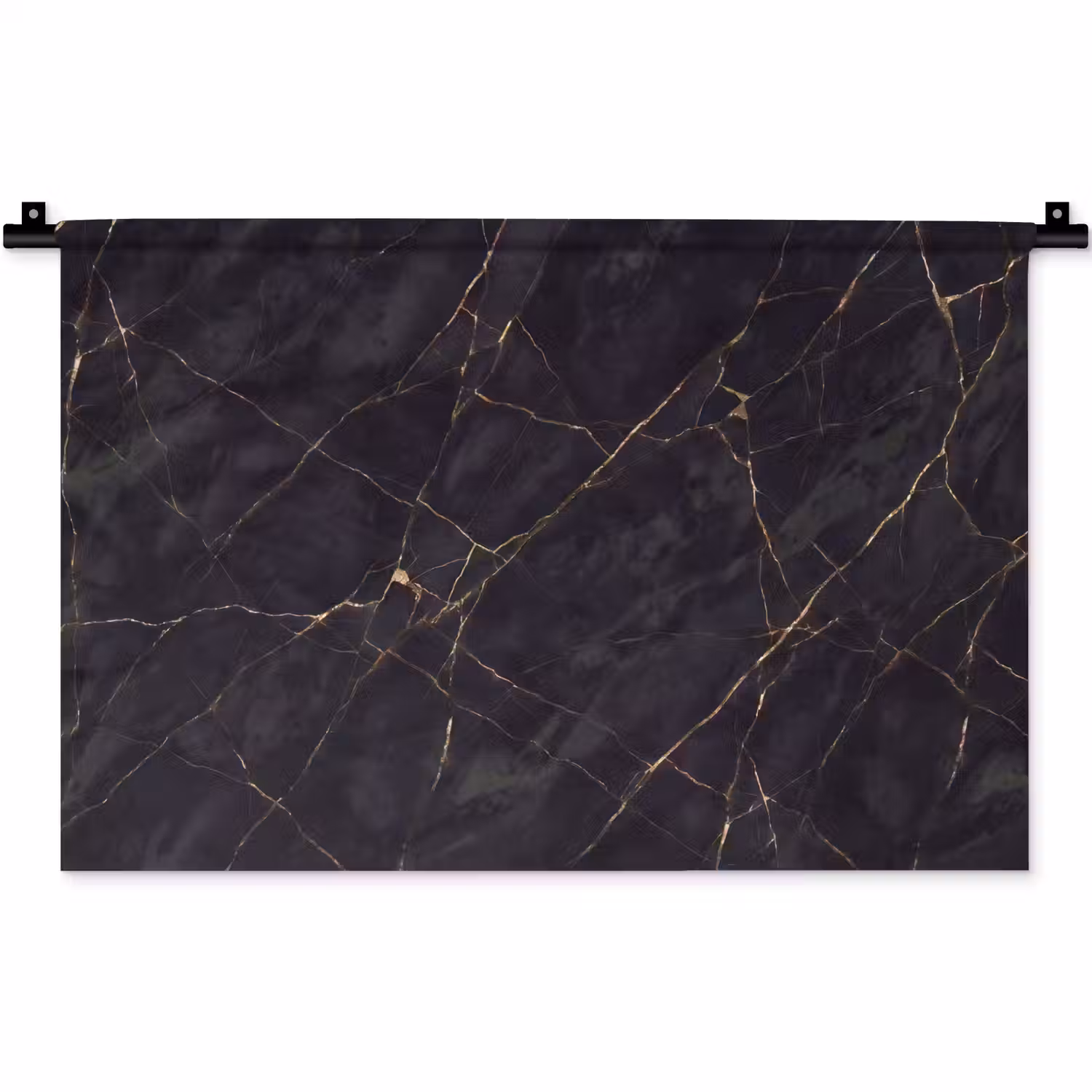 Textuur - Gouden lijnen - Abstract - Modern - Zwart Wandkleed katoen klein -zz3d