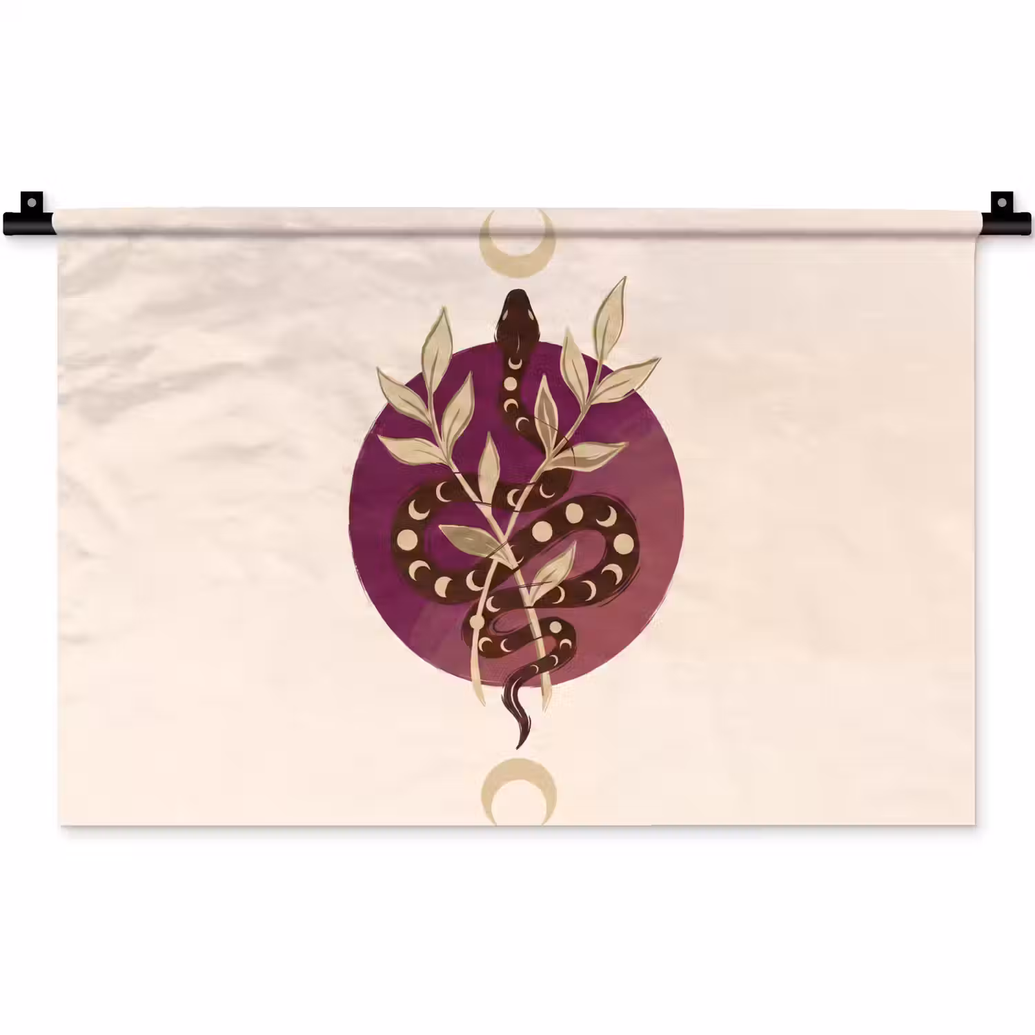 Dieren - Slang - Maan - Mystiek - Abstract Wandkleed katoen klein -zz3d