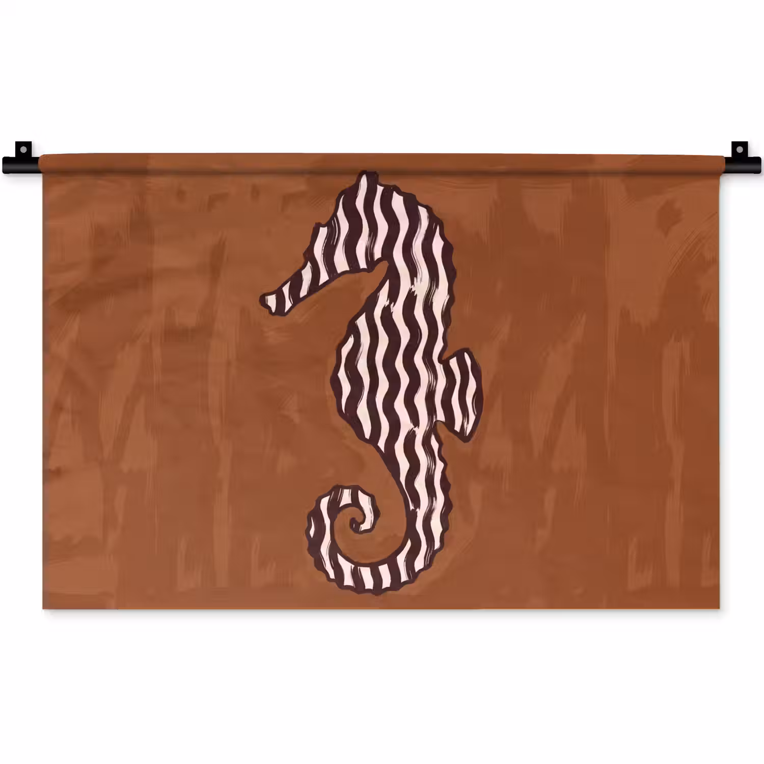 Dieren - Zeepaardje - Abstract - Bruin - Strepen Wandkleed katoen klein -zz3d