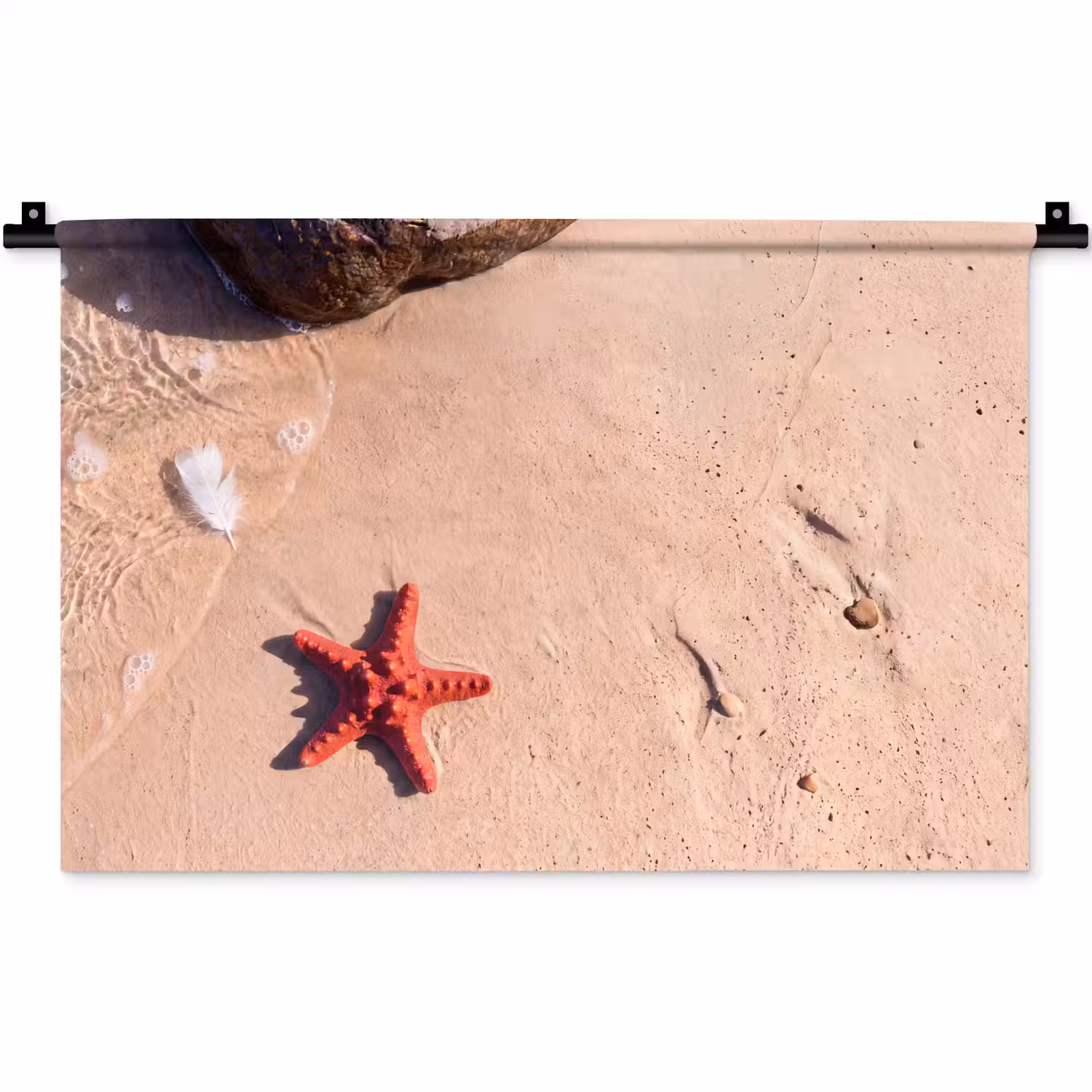 Dieren - Strand - Zee - Natuur - Rood Wandkleed katoen klein -zz3d