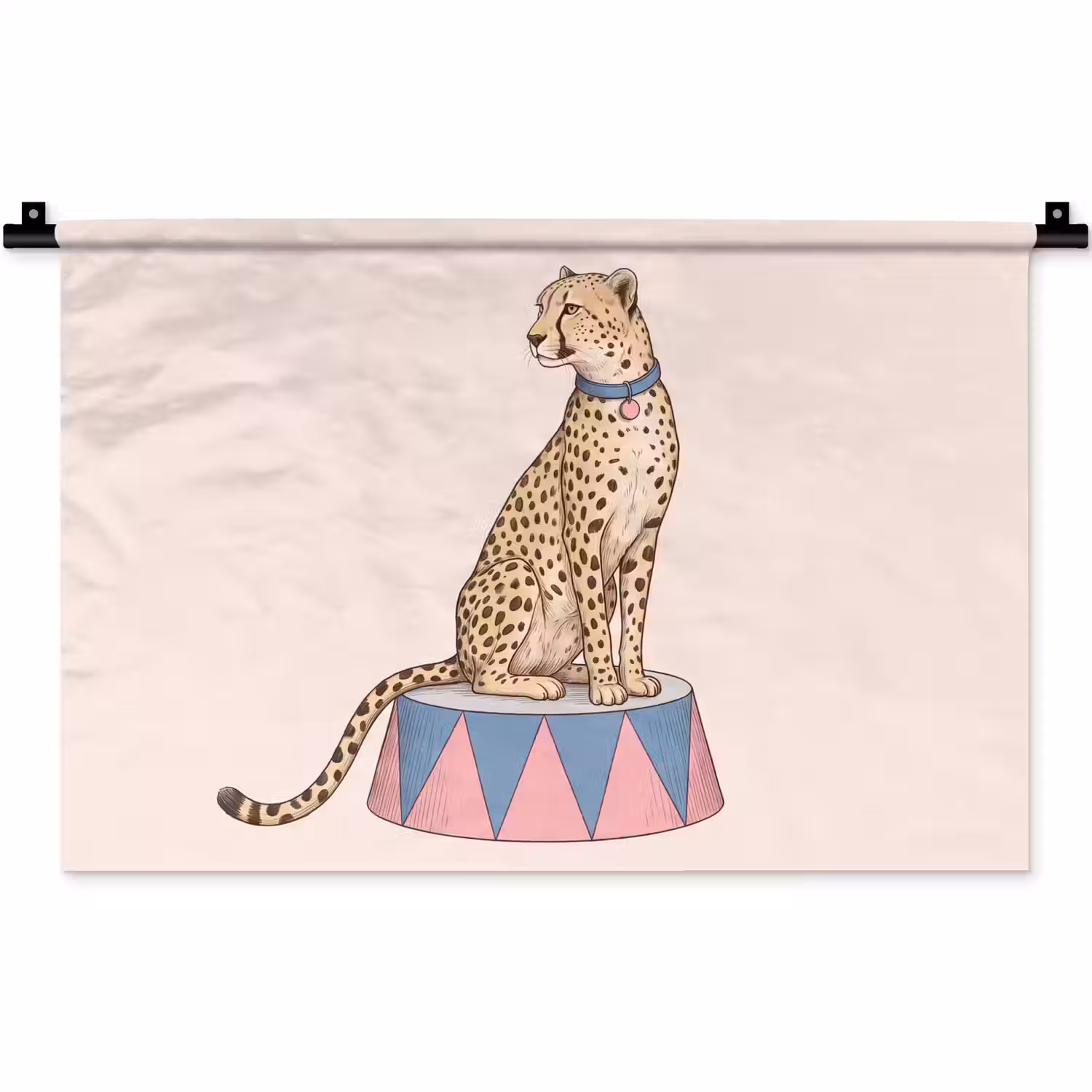 Dieren - Circus - Illustratie - Vintage - Roze Wandkleed katoen klein -zz3d