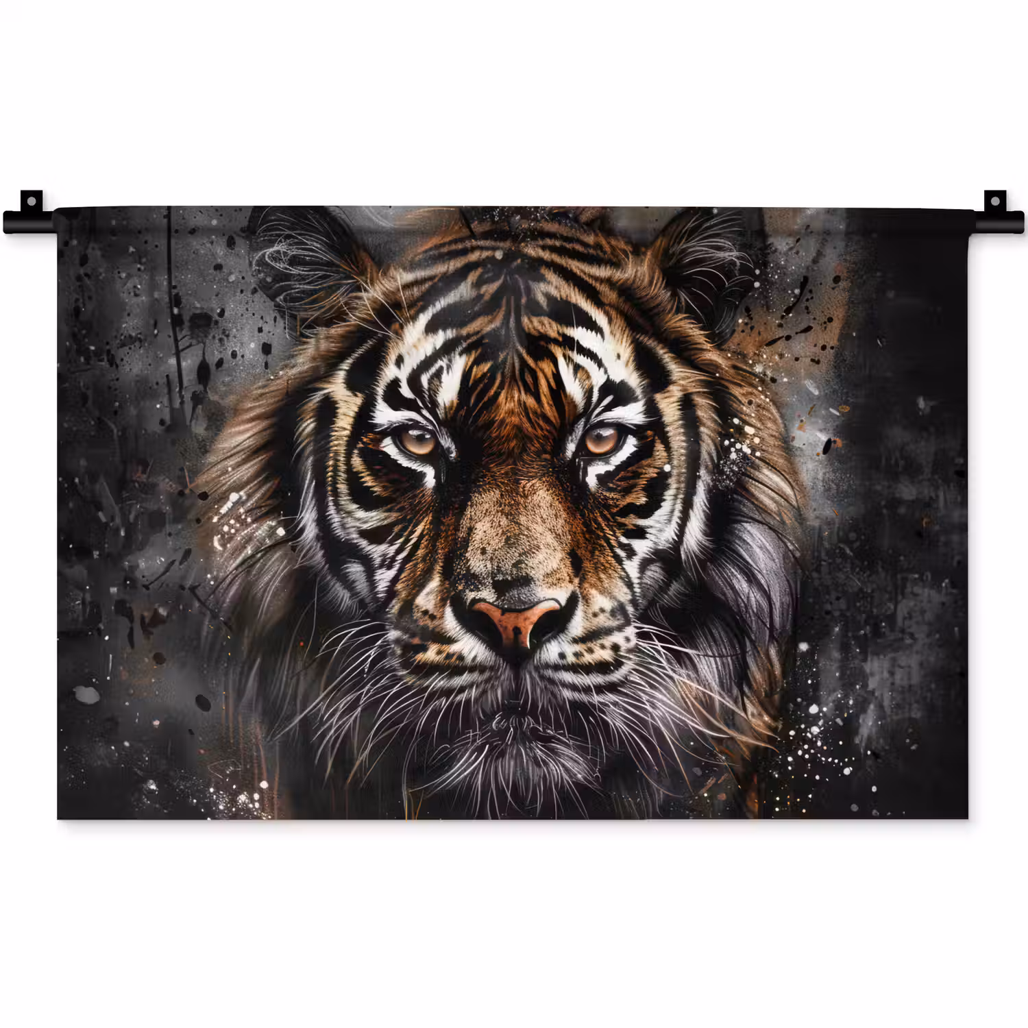 Tijger - Dieren - Portret - Luxe - Zwart Wandkleed katoen klein -zz3d