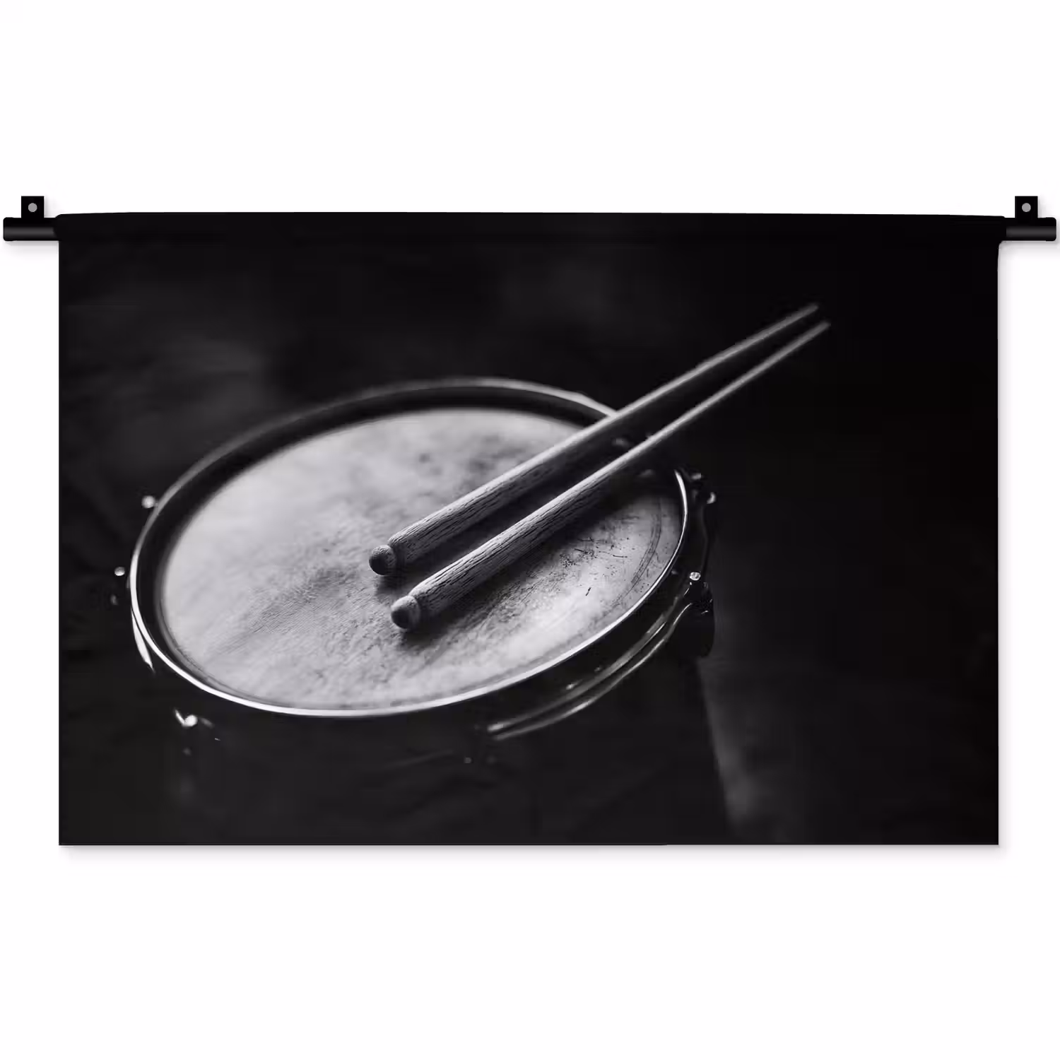 Trommel - Close-up - Drumstokken - Zwart Wandkleed katoen klein -zz3d