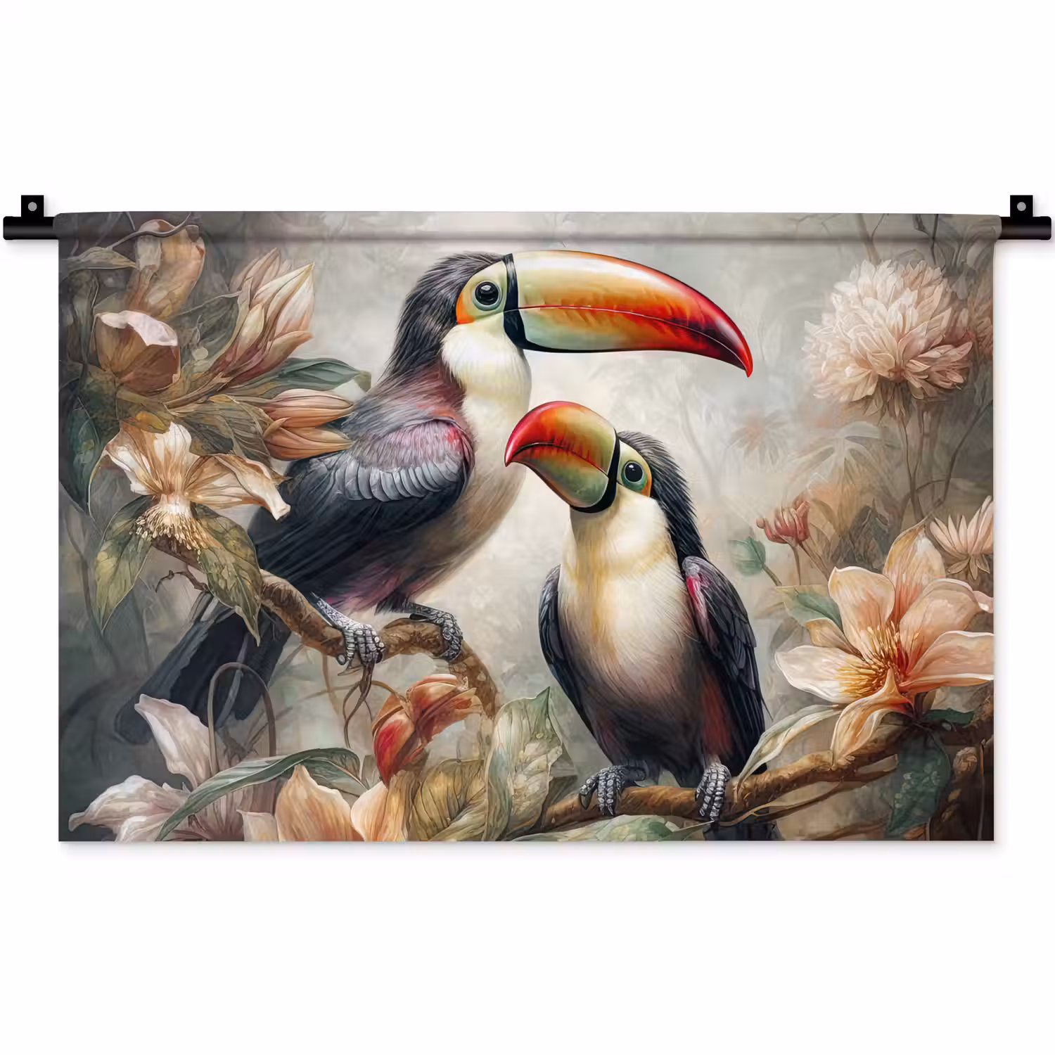 Toekan - Vogels - Bloemen - Jungle Wandkleed katoen klein -zz3d