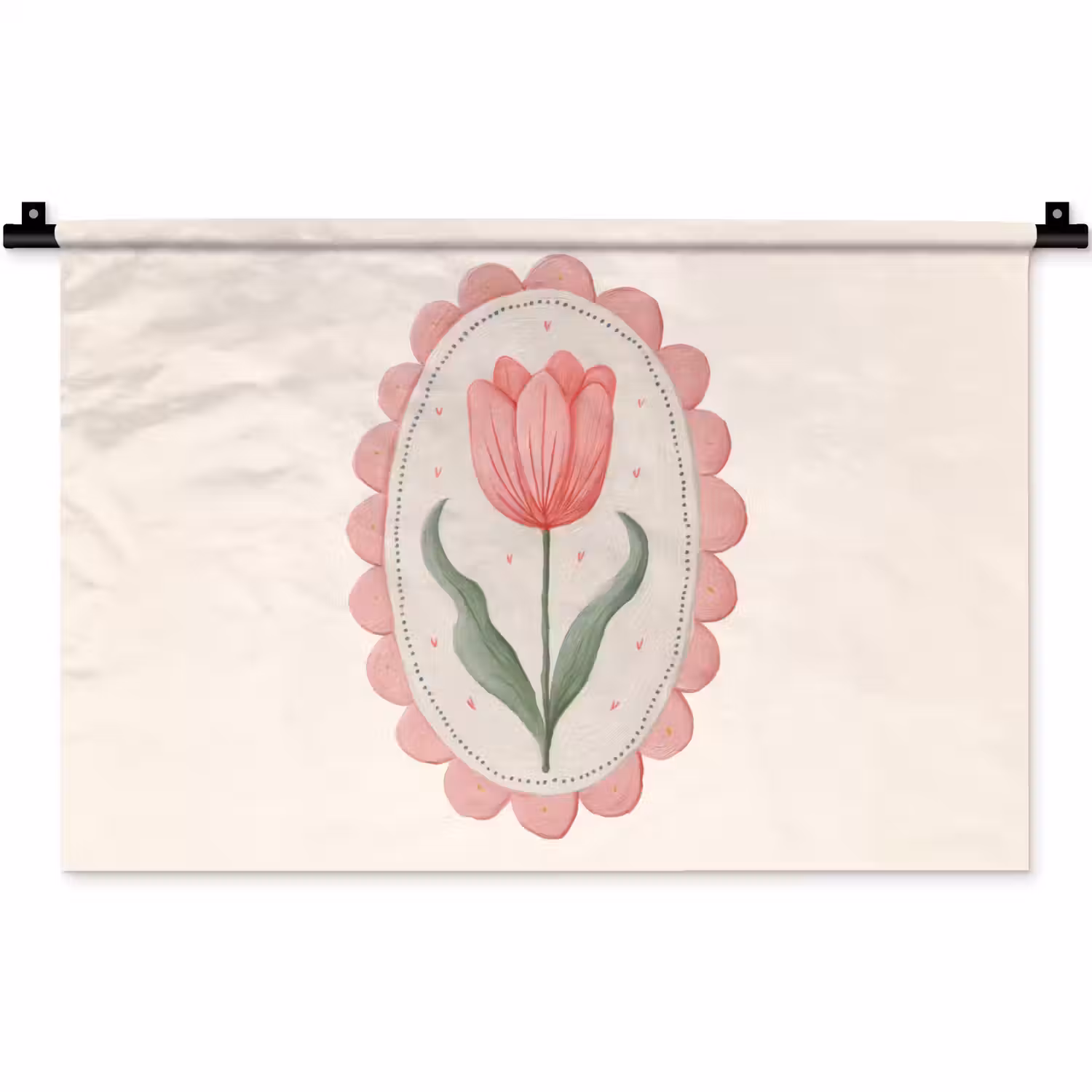 Tulp - Lijst - Ovaal - Illustratie Wandkleed katoen klein -zz3d