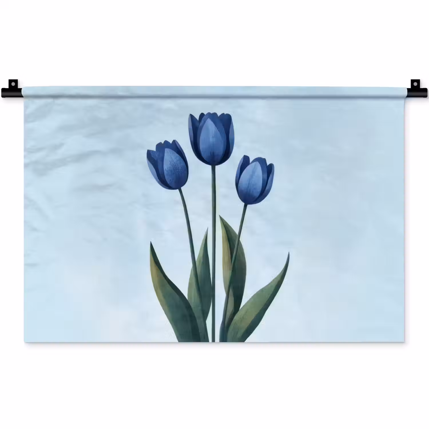 Tulpen - Blauw - Bladeren Wandkleed katoen klein -zz3d