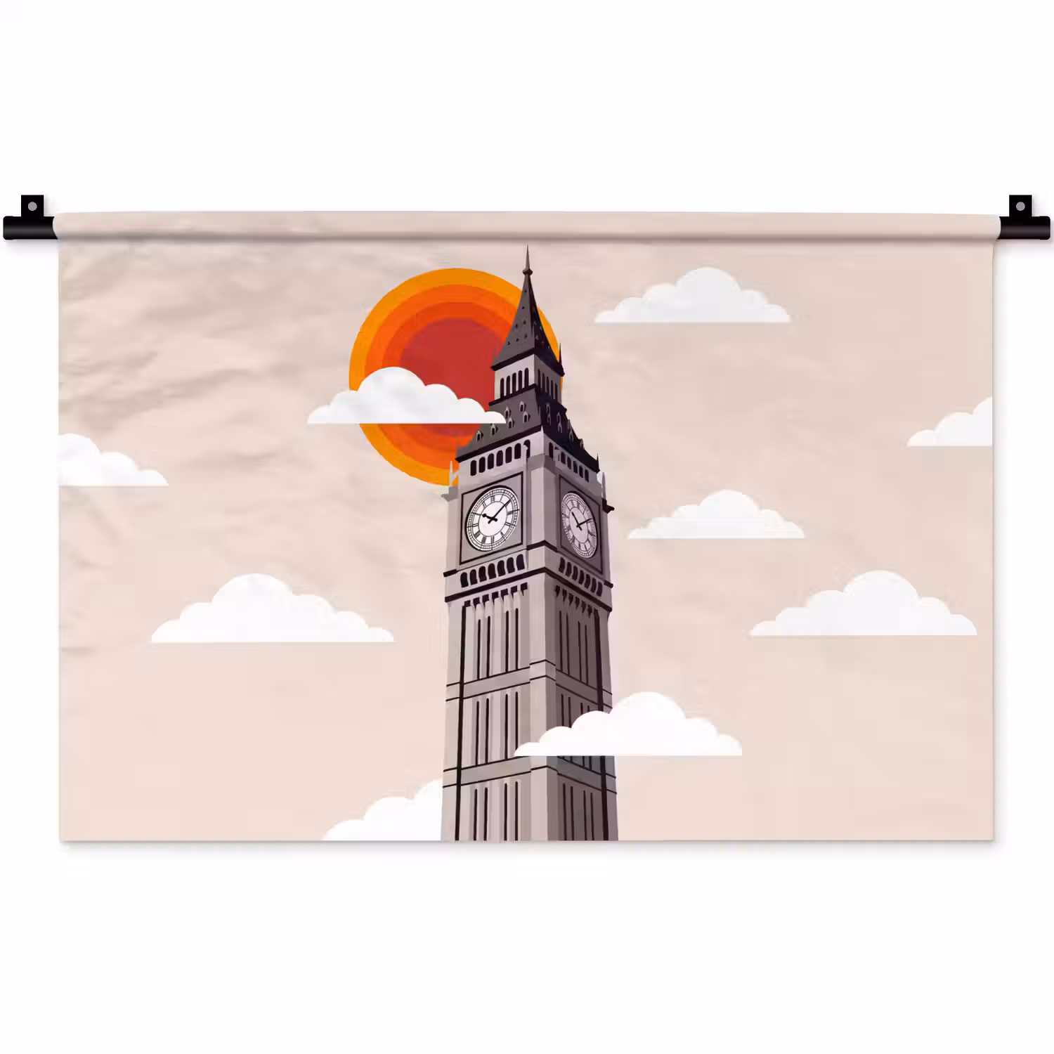 Toren - Klok - Londen - Architectuur - Retro Wandkleed katoen klein -zz3d