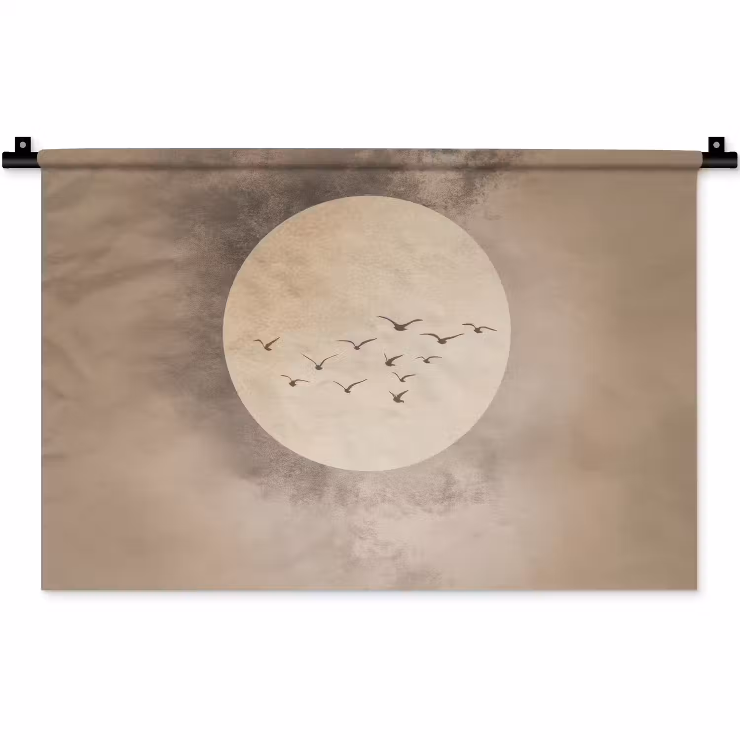 Vogel - Beige - Japandi Wandkleed katoen klein -zz3d
