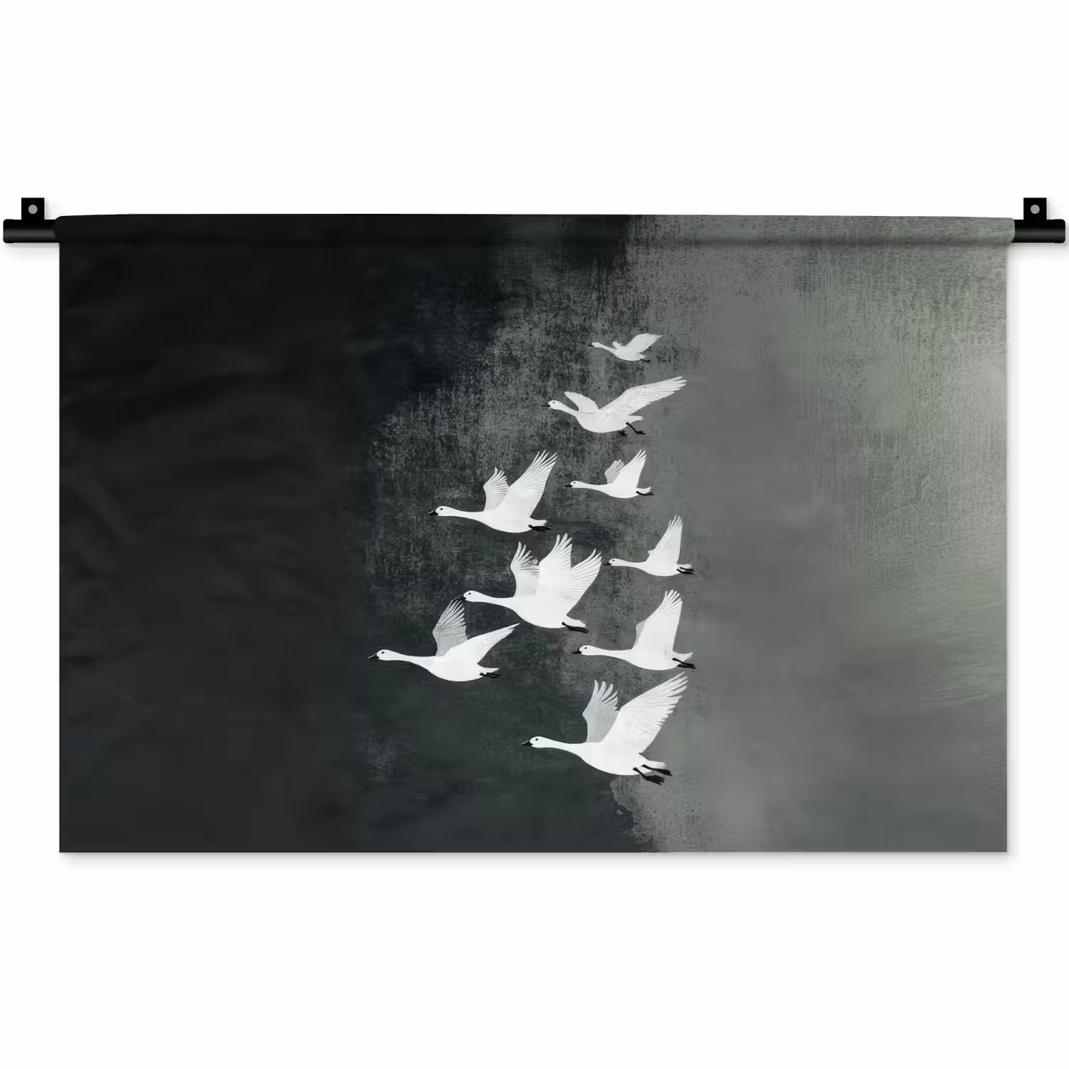 Vogel - Japandi - Groen Wandkleed katoen klein -zz3d