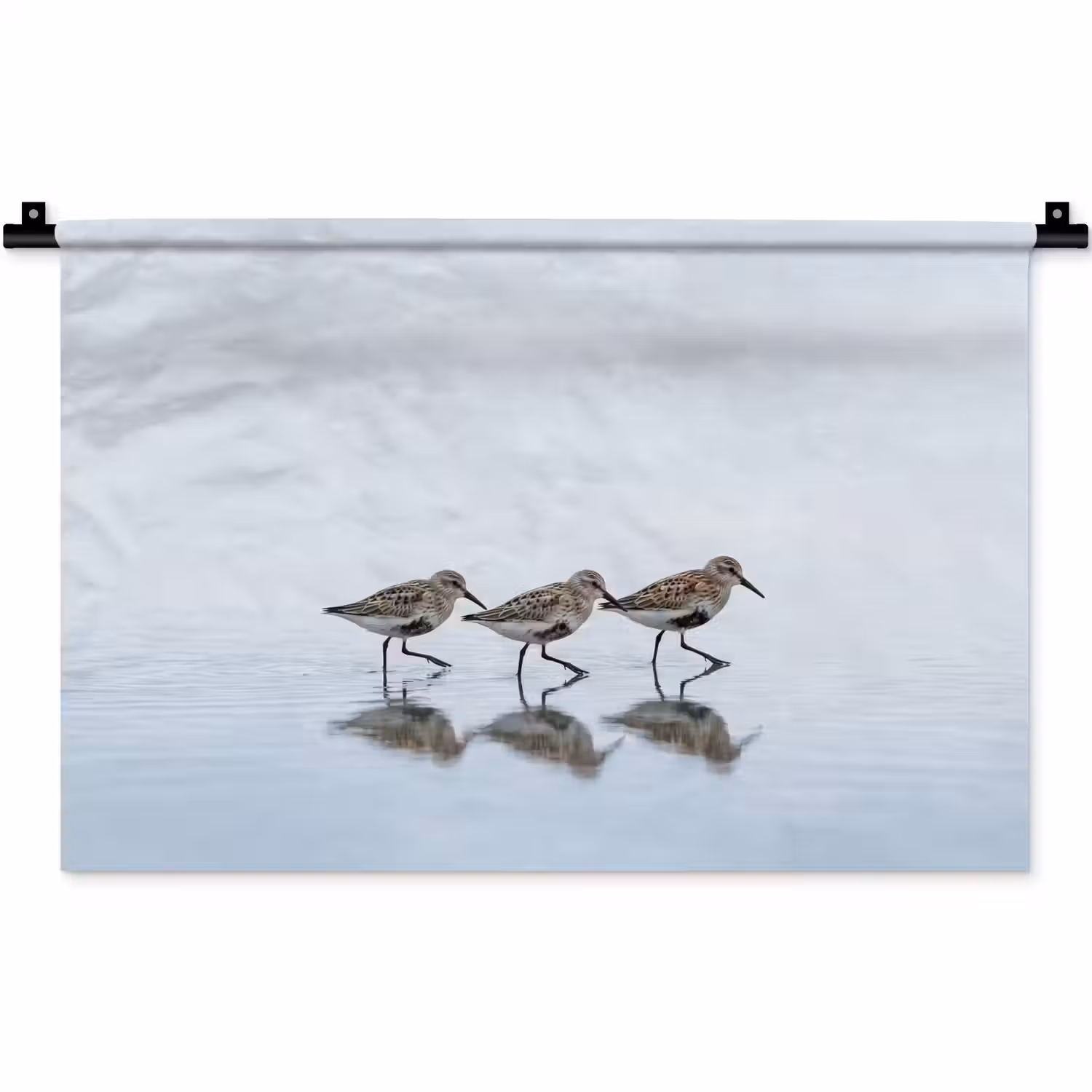 Vogels - Water - Grijs Wandkleed katoen klein -zz3d