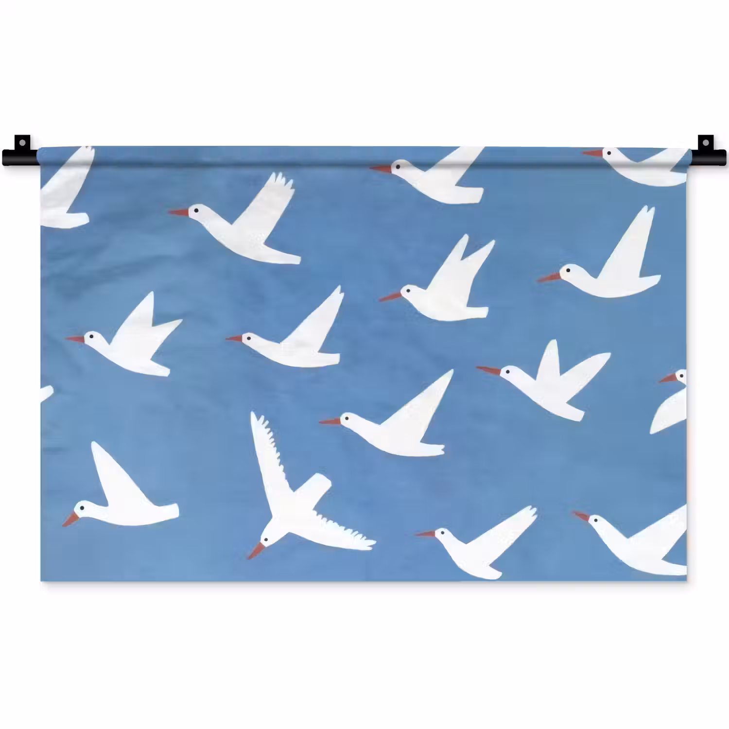 Vogels - Wit - Patroon Wandkleed katoen klein -zz3d