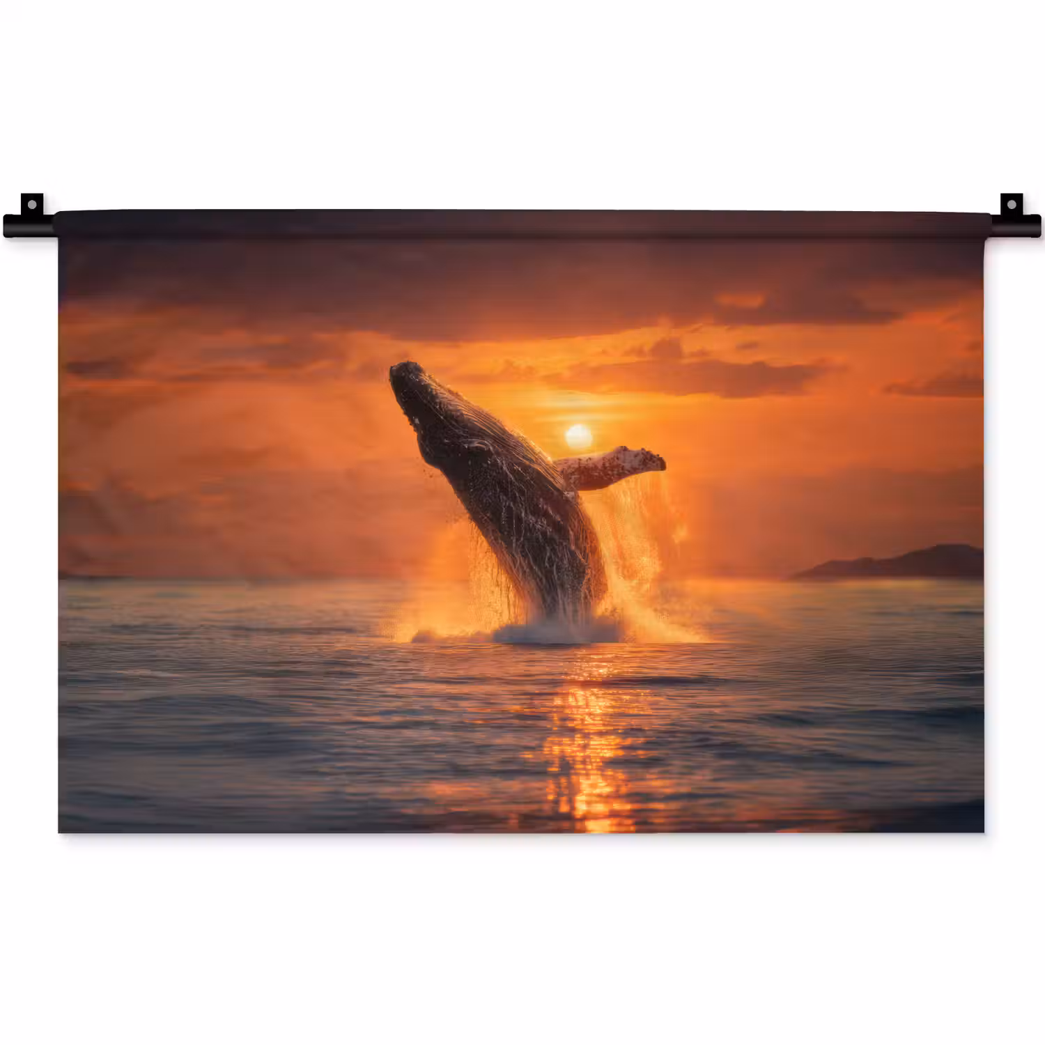Walvis - Zon - Zee Wandkleed katoen klein -zz3d