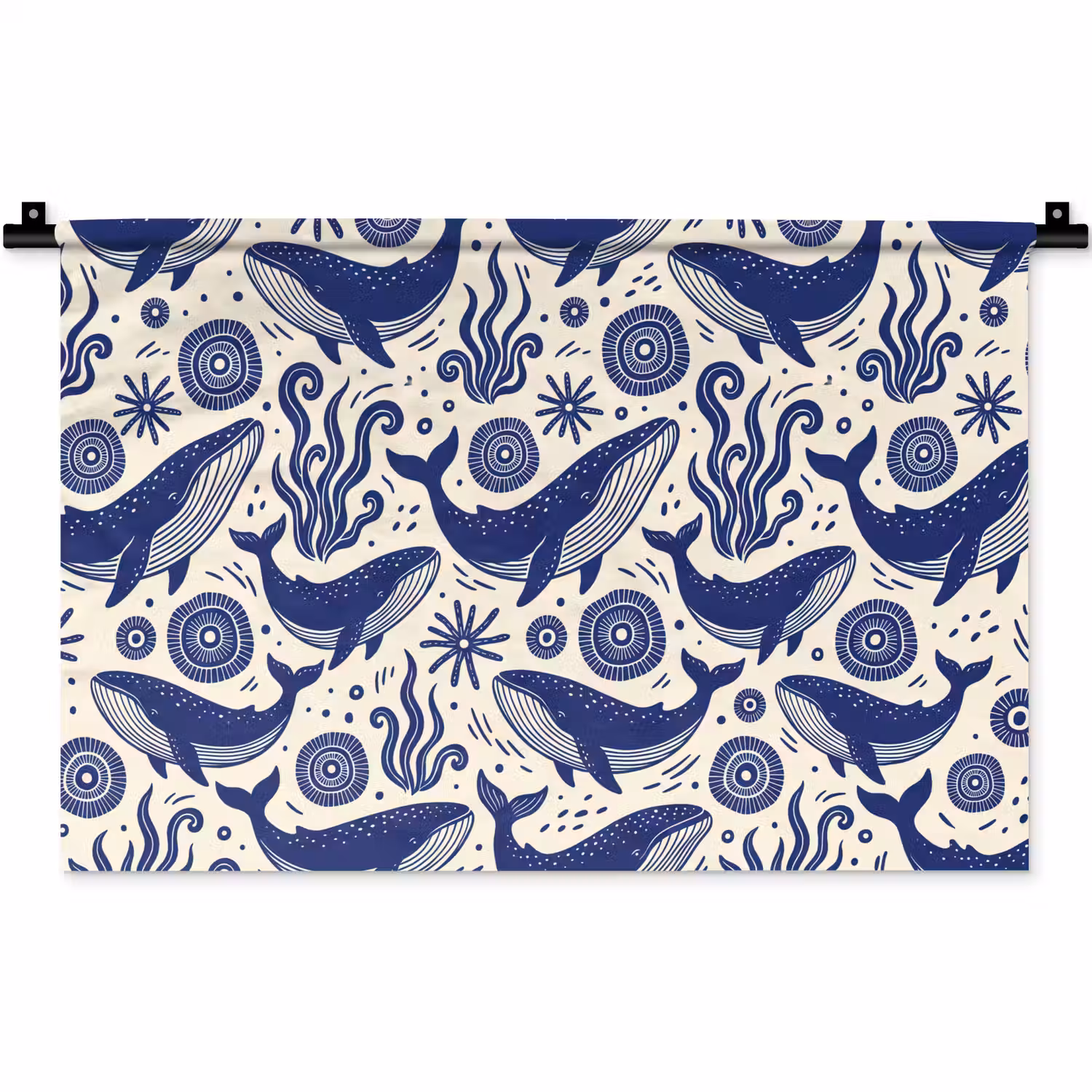 Walvis - Onderwater - Dieren - Abstract - Blauw Wandkleed katoen klein -zz3d