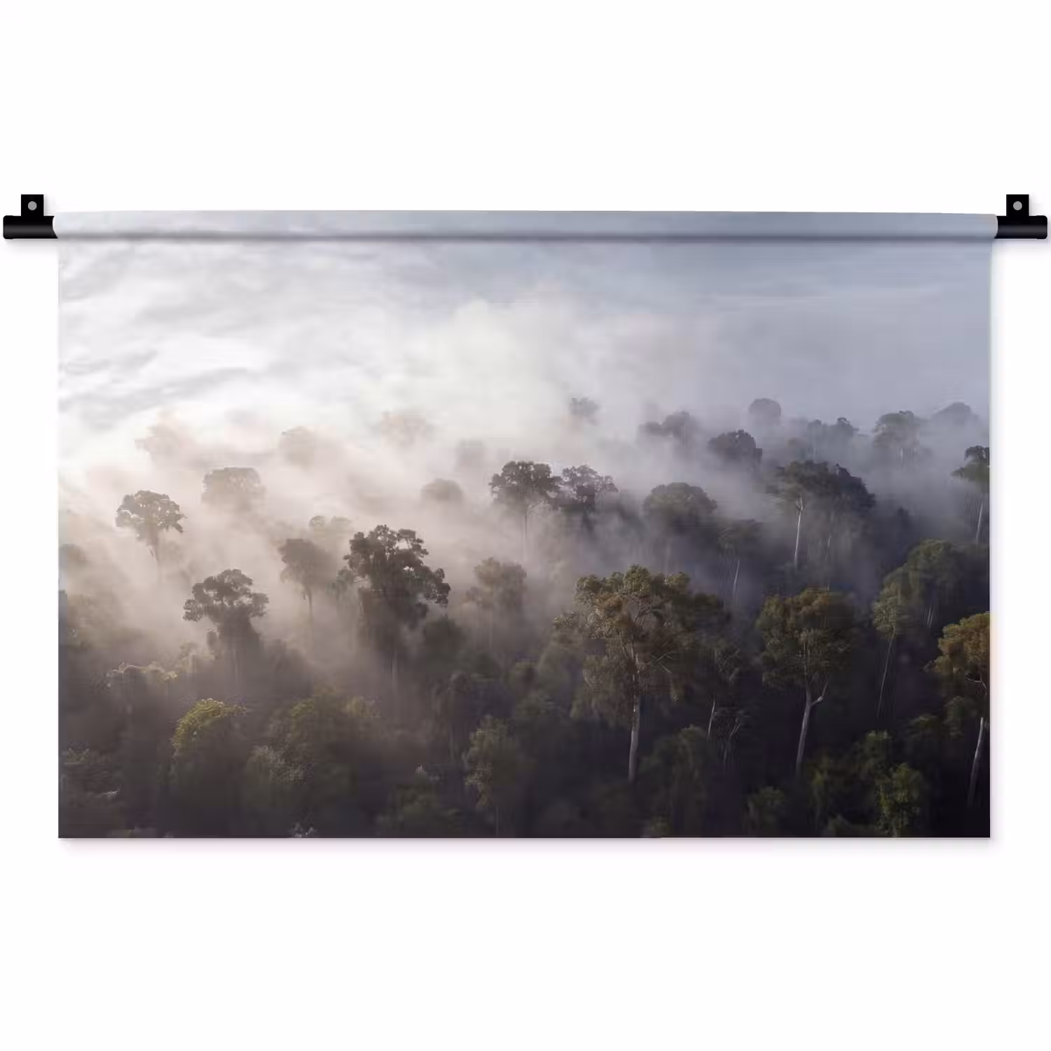 Bos - Mist - Natuur - Groen Wandkleed katoen klein -zz3d