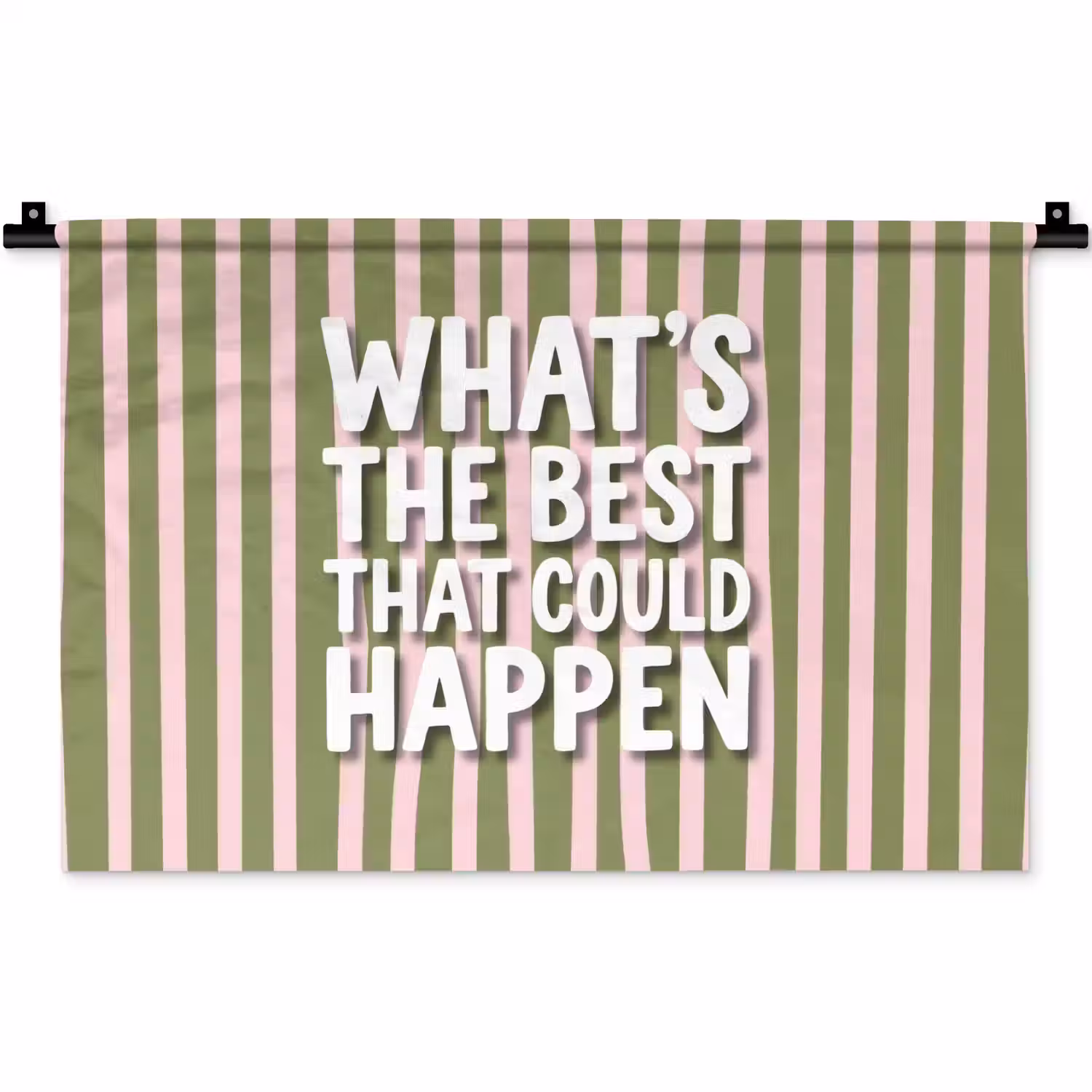 What's the best that could happen - Strepen - Groen - Roze Wandkleed katoen klein -zz3d