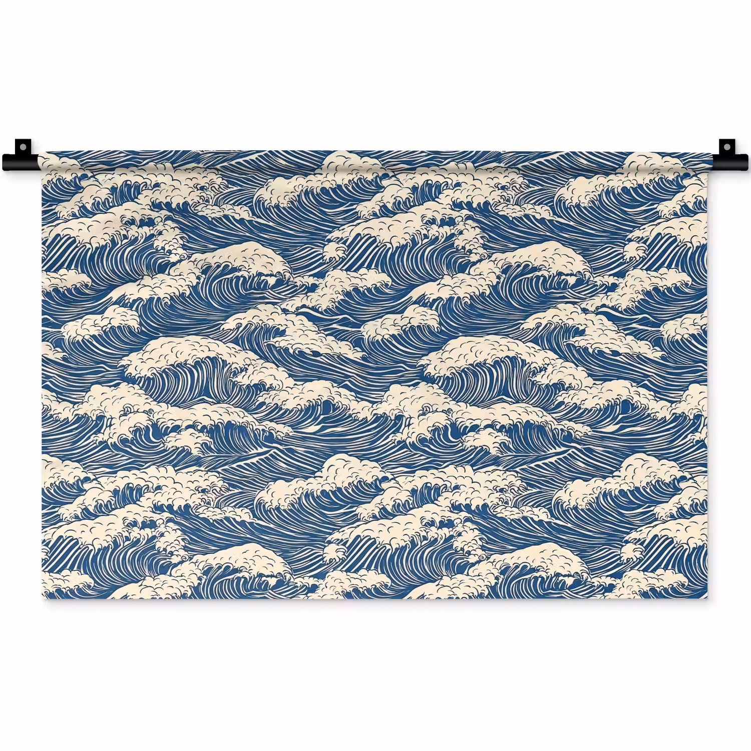 Golven - Klassiek - Blauw Wandkleed katoen klein 269 -zz3d