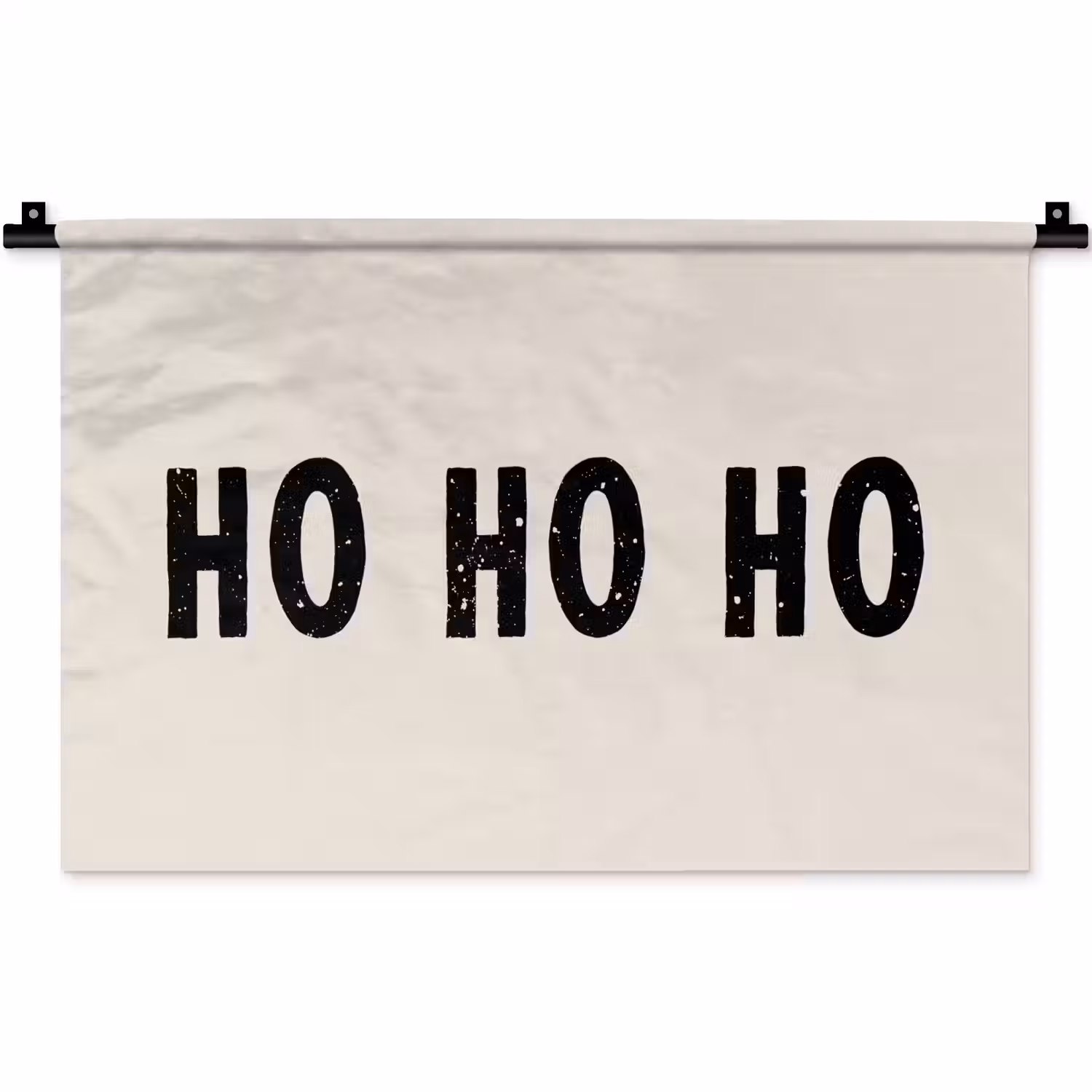 Kerstmis - Ho ho ho - Spreuken - Beige - Kerstman Wandkleed katoen klein -zz3d