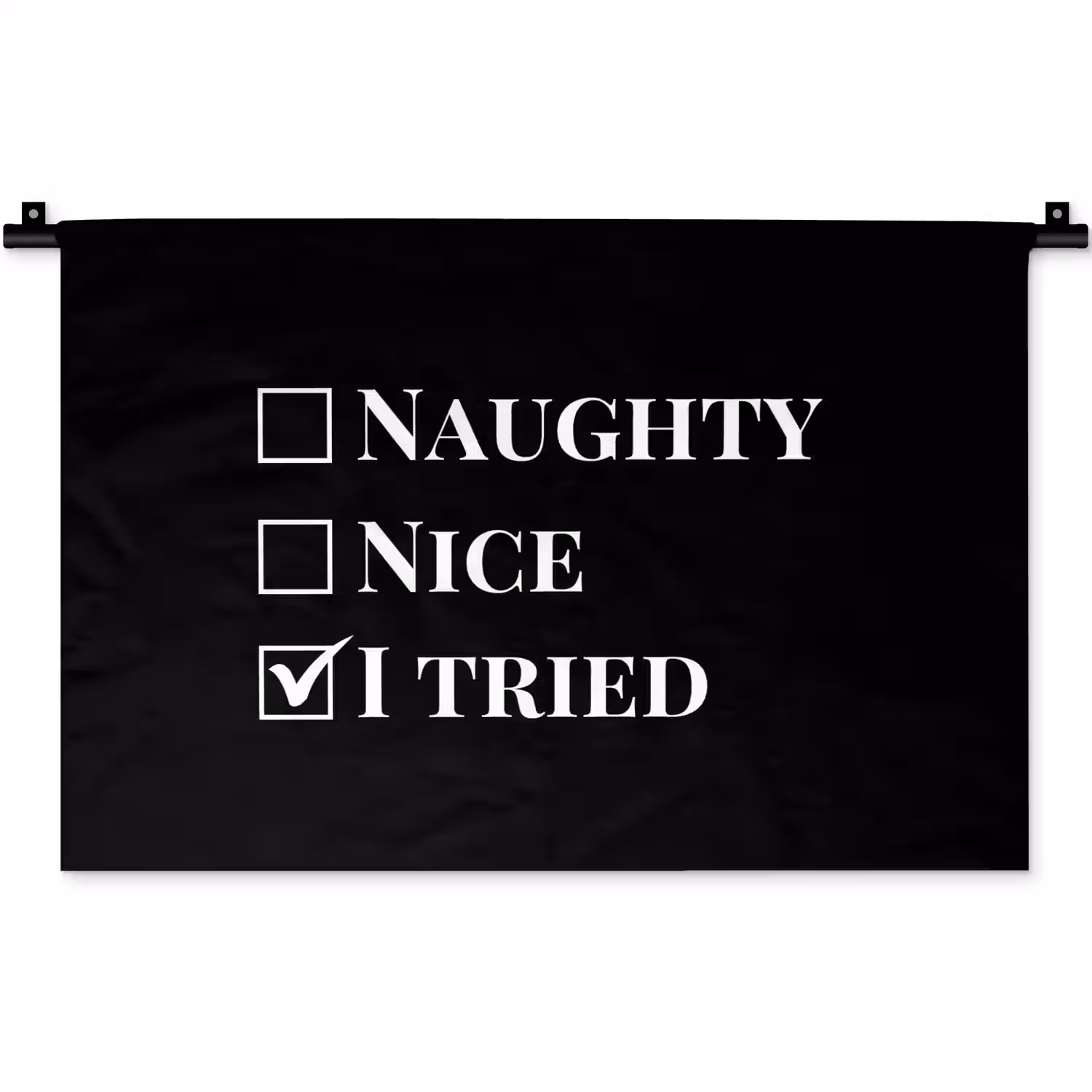 Kerst - Zwart - Wit - Quote - Grappig Wandkleed katoen klein -zz3d