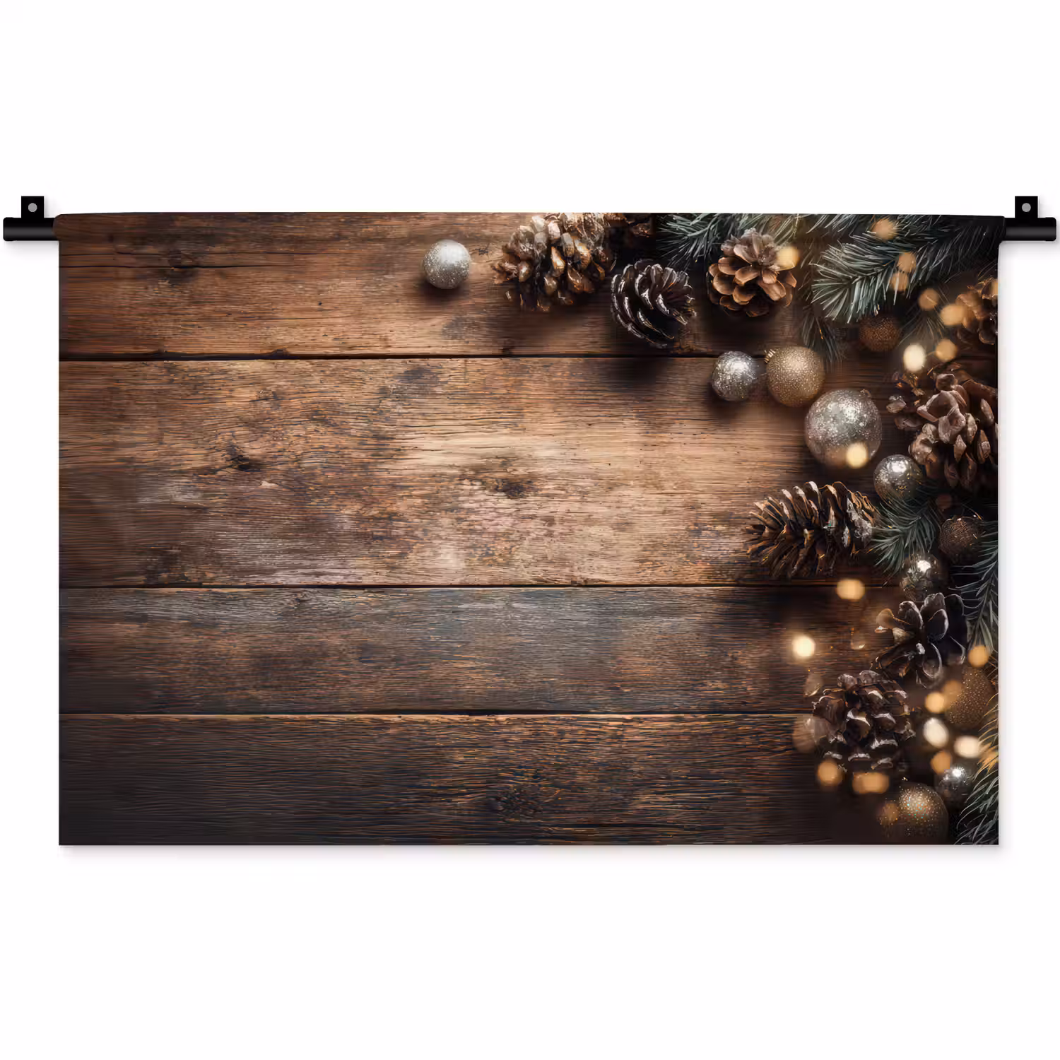 Kersthoekdecoratie - Dennenappels - Lichtjes Wandkleed katoen klein -zz3d