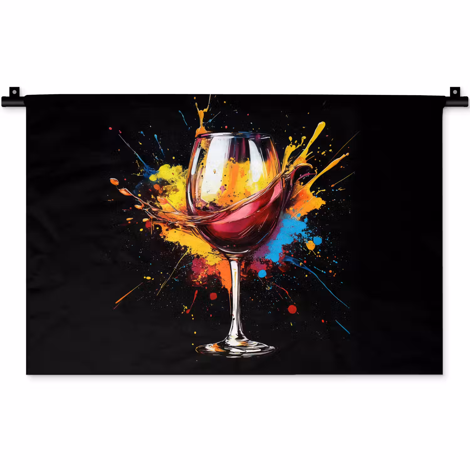 Wijn - Glas - Graffiti - Borrel - Rood - Verf Wandkleed katoen klein -zz3d