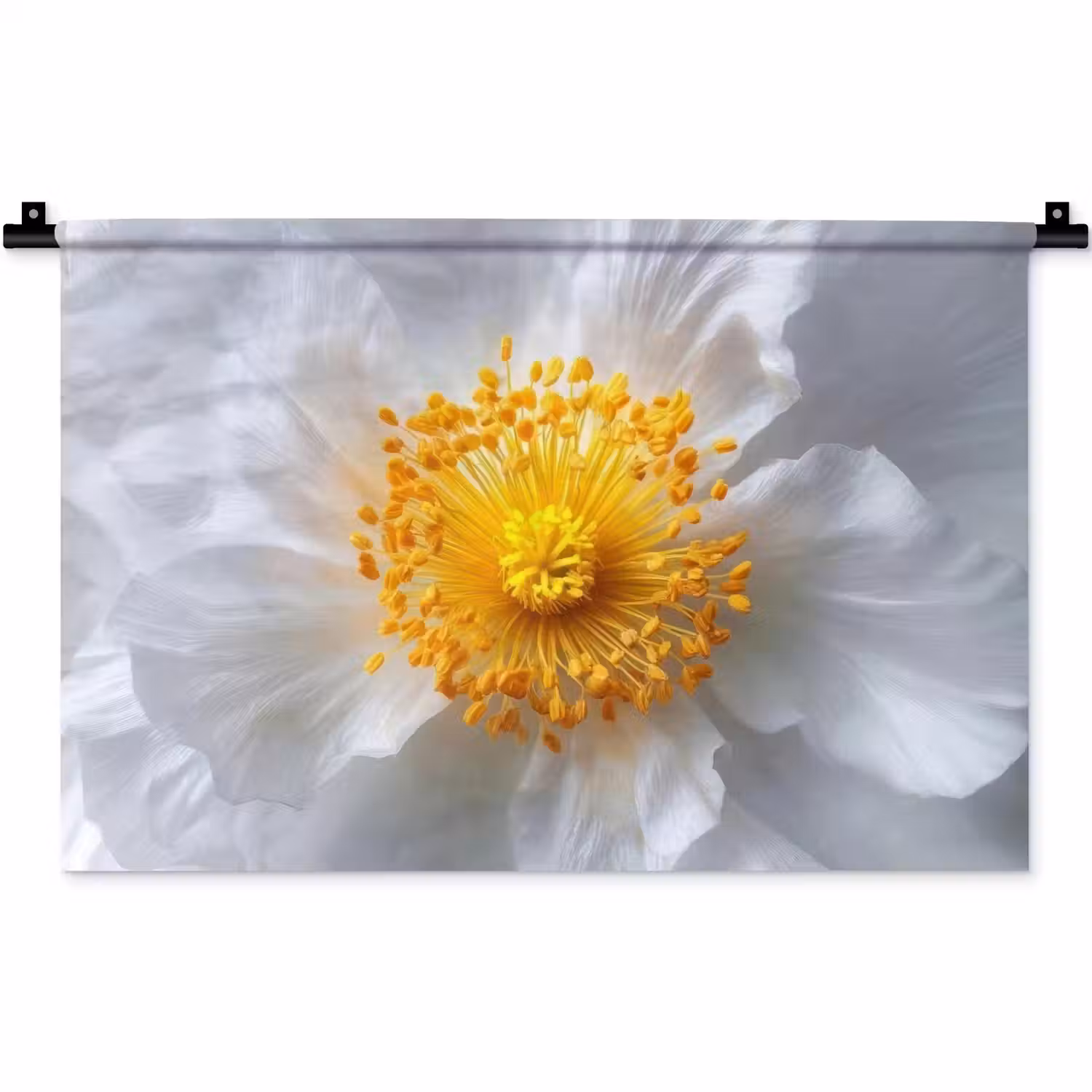 Wit - Bloem - Elegant Wandkleed katoen klein -zz3d
