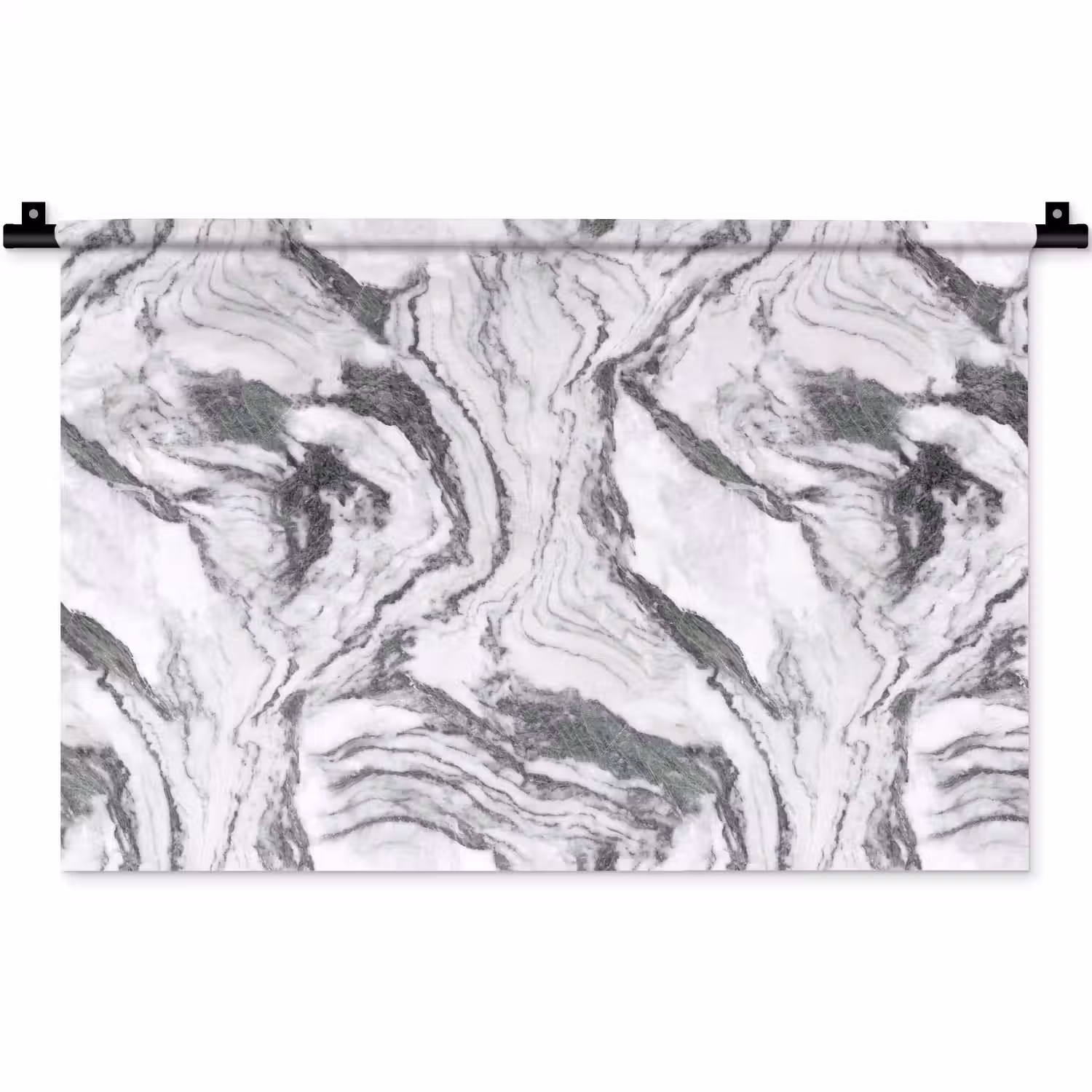 Wit - Marmer - Golvend - Grafiet Wandkleed katoen klein 269 -zz3d