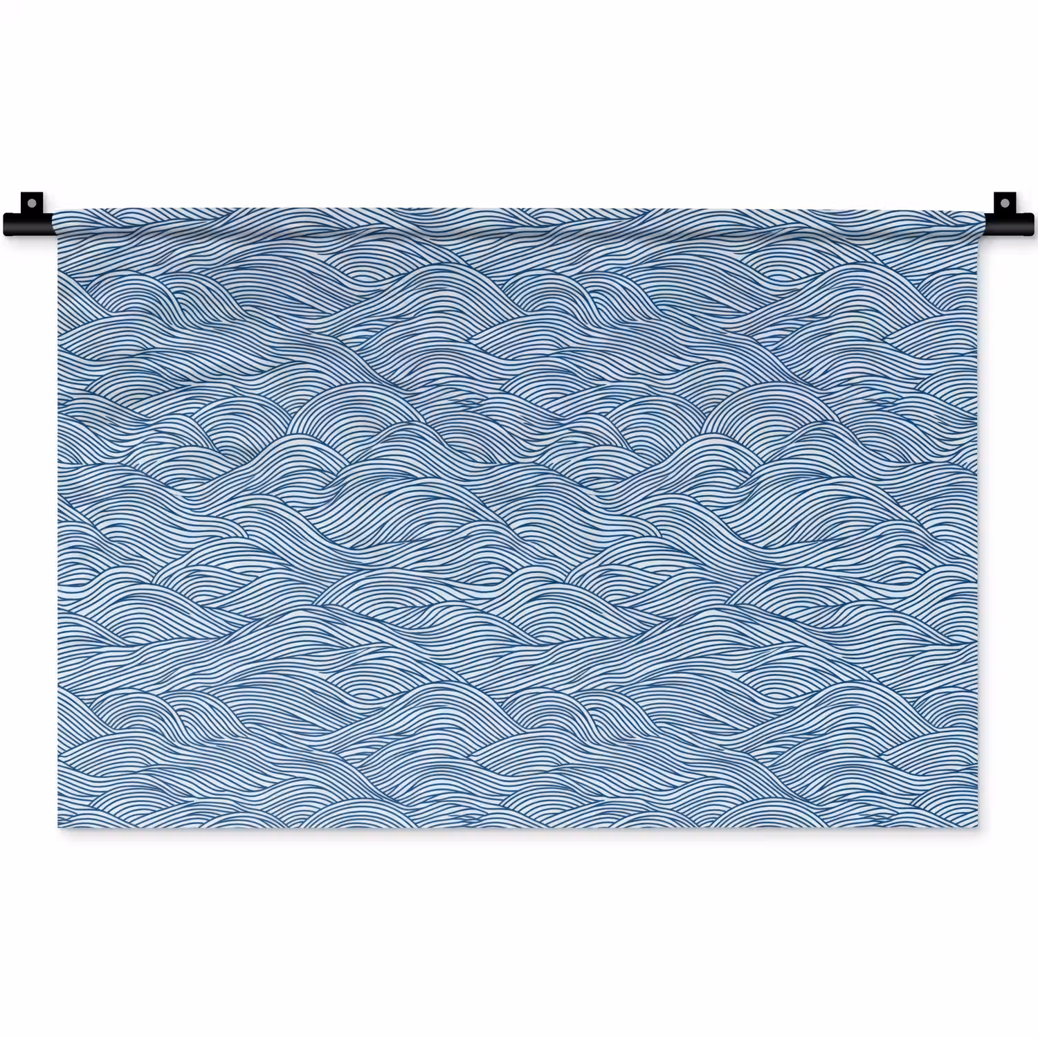 Golven - Ritmisch - Blauw Wandkleed katoen klein 269 -zz3d