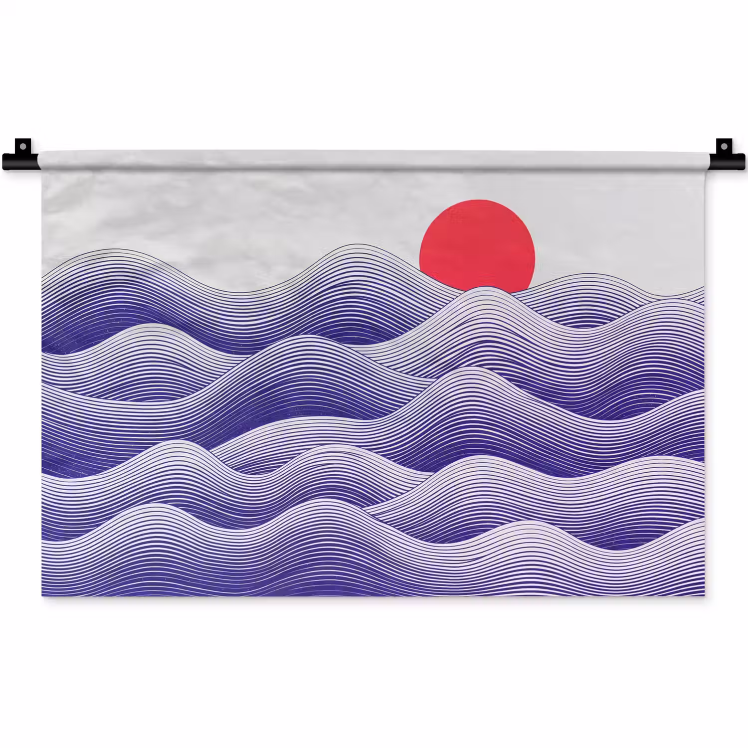 Golven - Zon - Natuur - Abstract - Rood Wandkleed katoen klein -zz3d