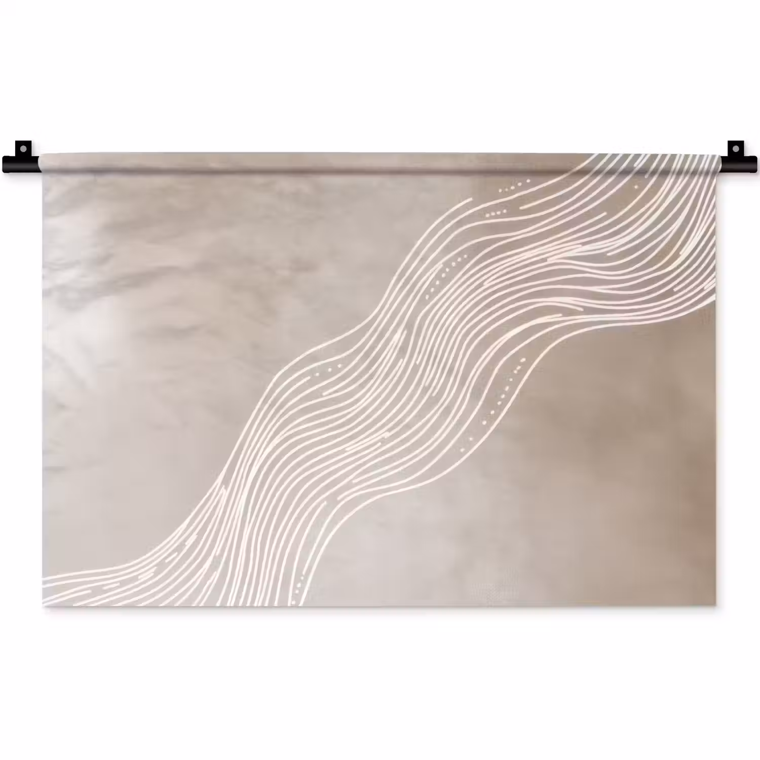 Golvende lijnen - Vloeiend - Zandkleurig Wandkleed katoen klein -zz3d